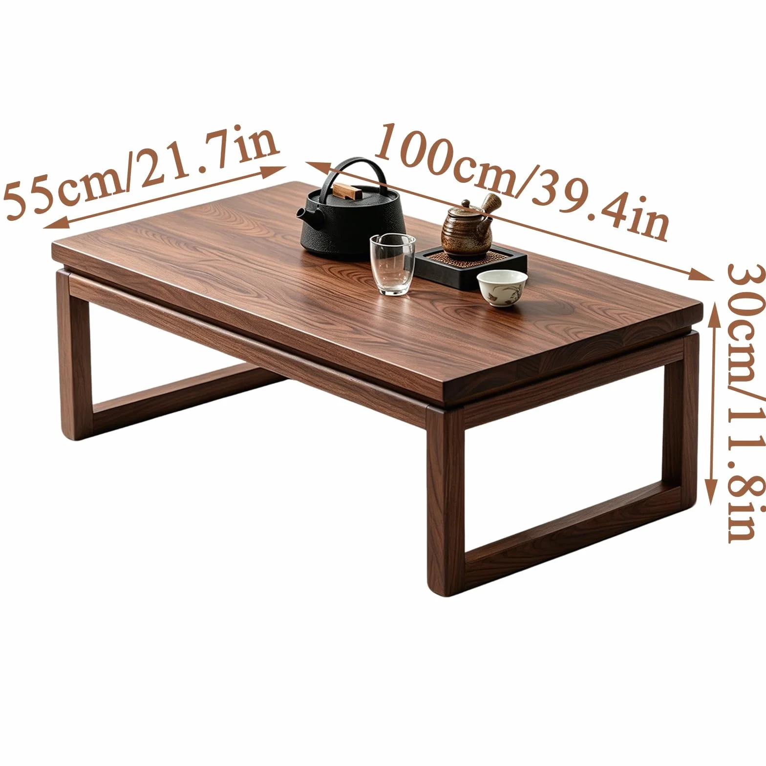 Stoły podłogowe,Stolik do herbaty z niskimi nogami,Stolik kawowy | Drewniany stolik,Prostokątny stół Tatami,Meble domowe,Małe przestrzenie (A,L100cm/39,4in*W55cm/21,7in)