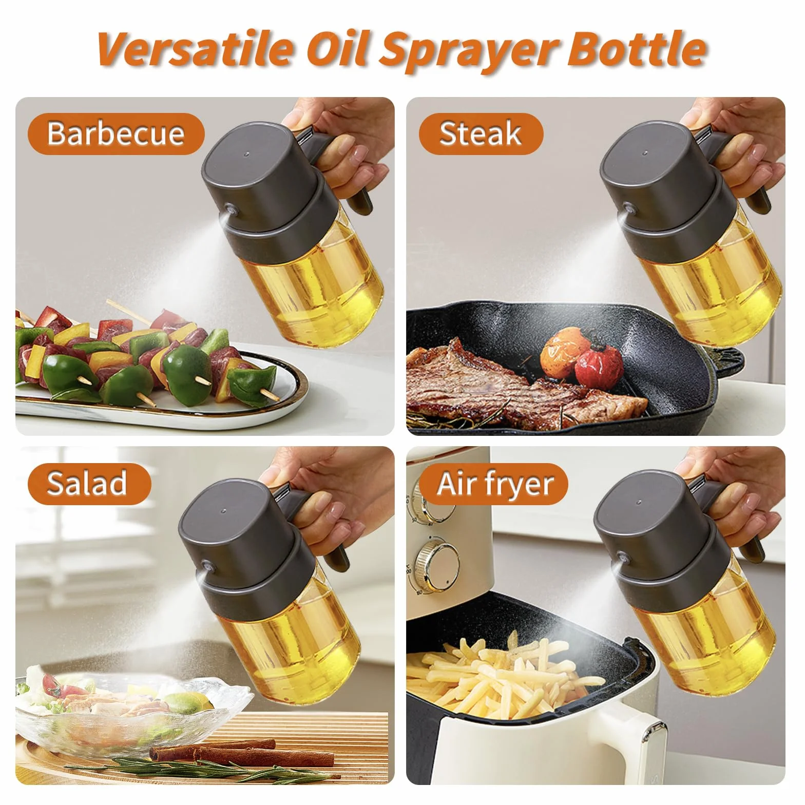 YARRAMATE Opryskiwacz olejowy do gotowania, 200 ML Butelka z spryskiwaczem oleju do kuchni, przenośny spryskiwacz do oliwy oliwek do frytownicy grillowania na świeżym biwakowania (Szary)