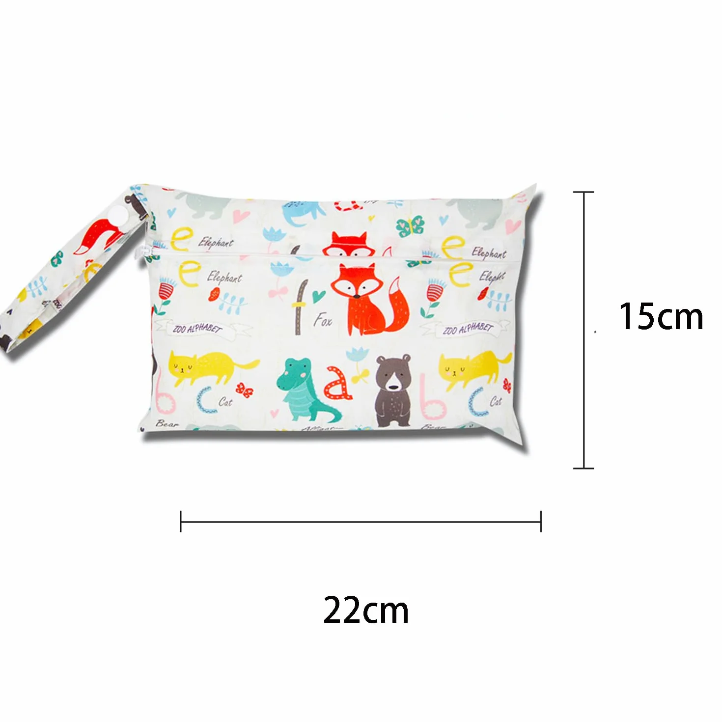 Mini torba na pieluchy z kolorowym wzorem zwierzęcym, wodoszczelna, 22 x 15 cm, mała torba na mokre pieluchy, torba na mokre ubrania, organizer, dla niemowląt, pływania, podróży, na plażę,
