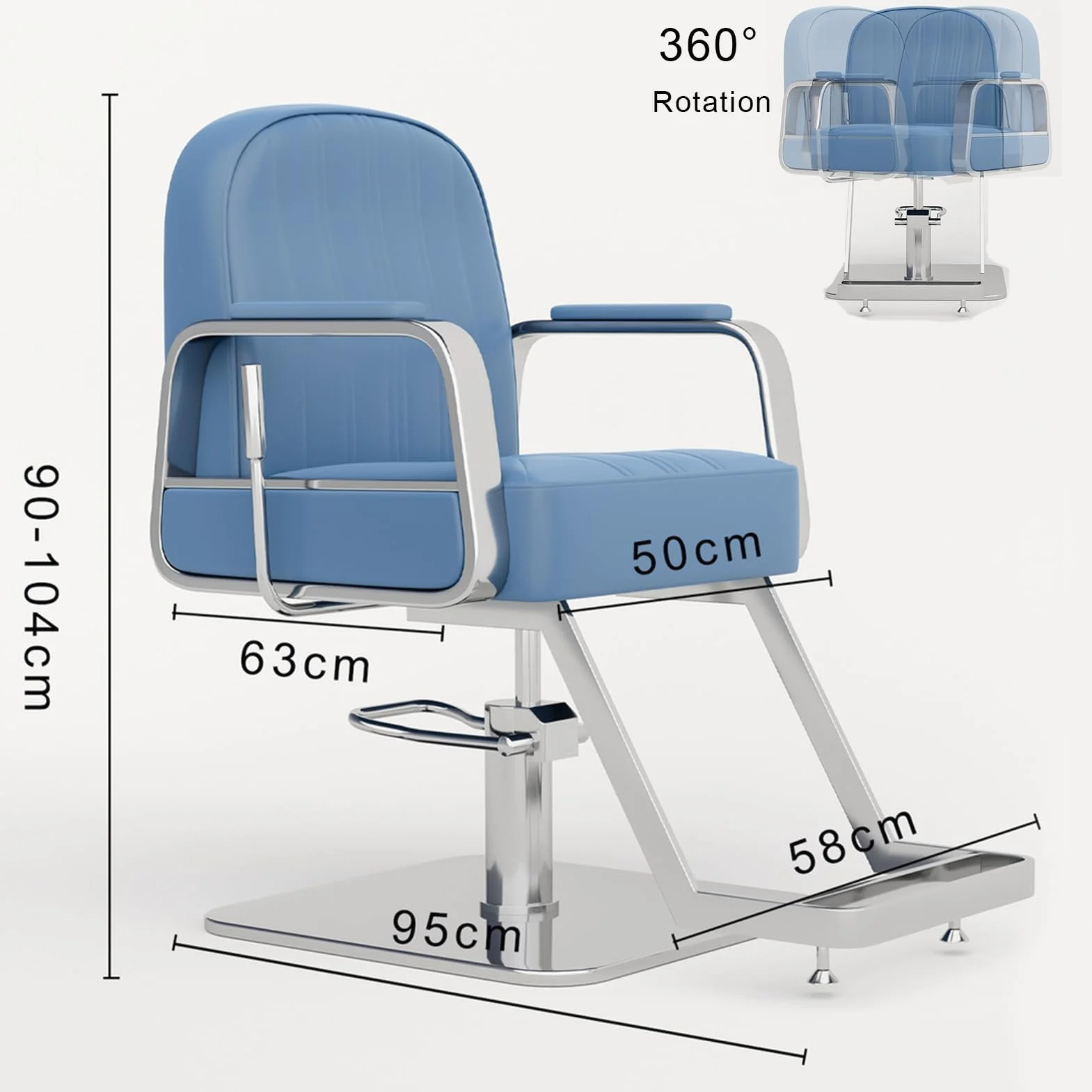 Regulowane krzesło fryzjerskie z pompą hydrauliczną obracane o 360° krzesło do stylizacji wyposażenie salonu spa białe i złote wygodne z podnóżkiem idealne dla fryzjerów