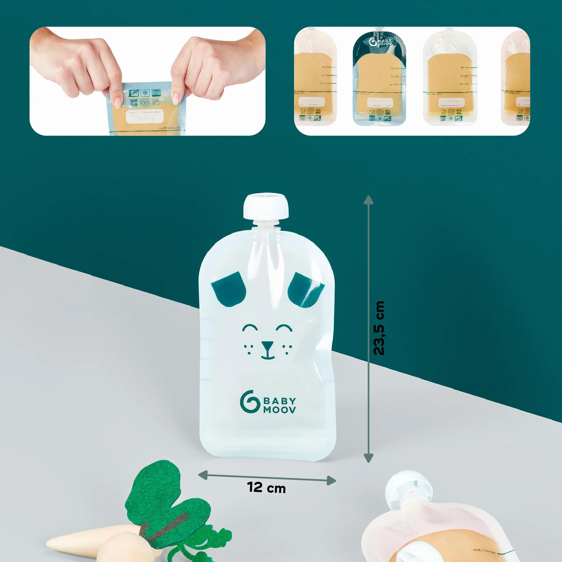 Babymoov ISY Pouches wielorazowe woreczki 150ml, zestaw 20 szt.
