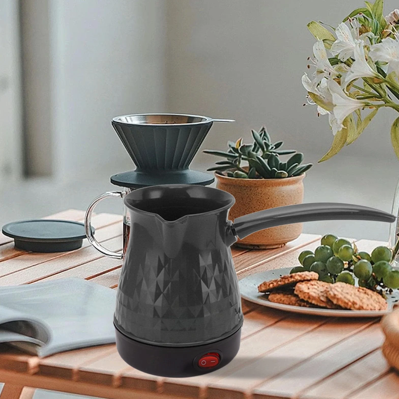 Turecki Ekspres do Kawy, 500 Ml Arabski, Grecki i Turecki Elektryczny Ekspres do Kawy, Podgrzewacz Garnka, Turecki Dzbanek do Kawy ze Stali Nierdzewnej do Domu, Herbaty, Kawy