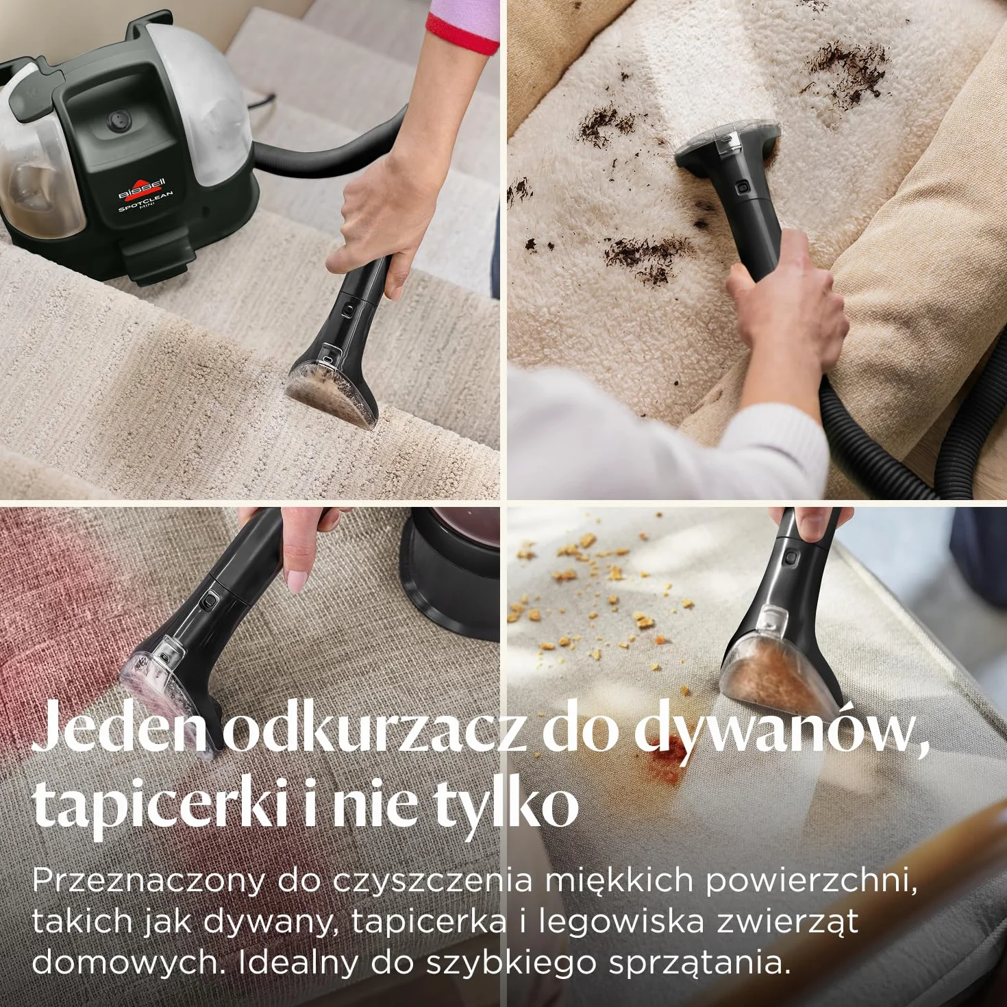 BISSELL SpotClean Mini Odkurzacz do Dywanów z Przewodem, Przenośny Odkurzacz do Prania Dywanów, Idealny do Szybkiego Czyszczenia, Kompaktowy i Lekki, Do Samochodu, Kanapy i Więcej, 41491
