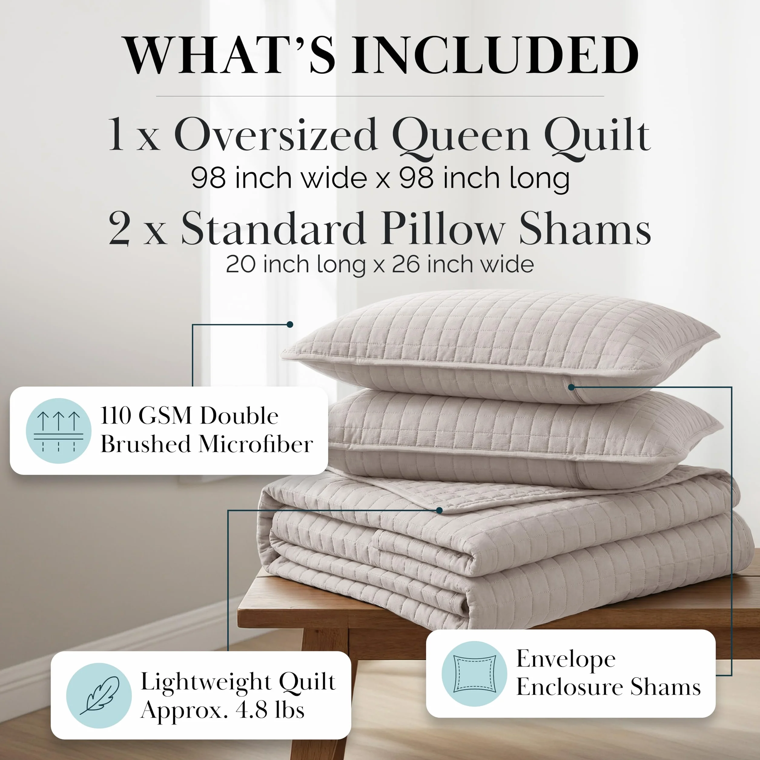 Southshore Fine Living, Inc. Ponadwymiarowy zestaw kołder typu queen-size z 2 poszewkami na poduszki w standardowym rozmiarze, ultramiękka kołdra z mikrofibry typu queen-size, odporna na zagniecenia i