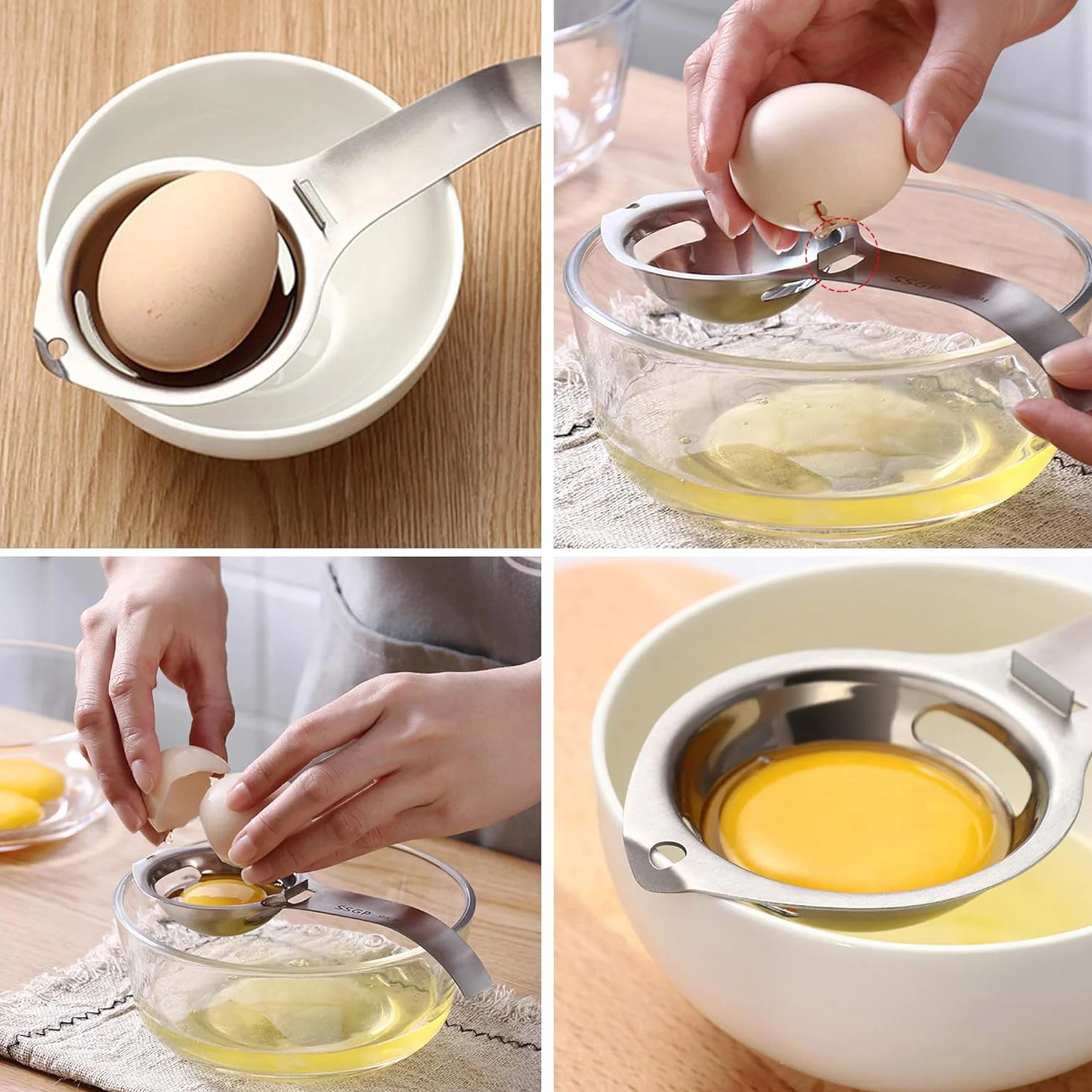 Rozdzielacze jajek białe i filtr żółtka jajko separator jajek, separator jajek, durszlak do jajek, kuchnia ze stali nierdzewnej, gadżet kuchenny, przybory kuchenne