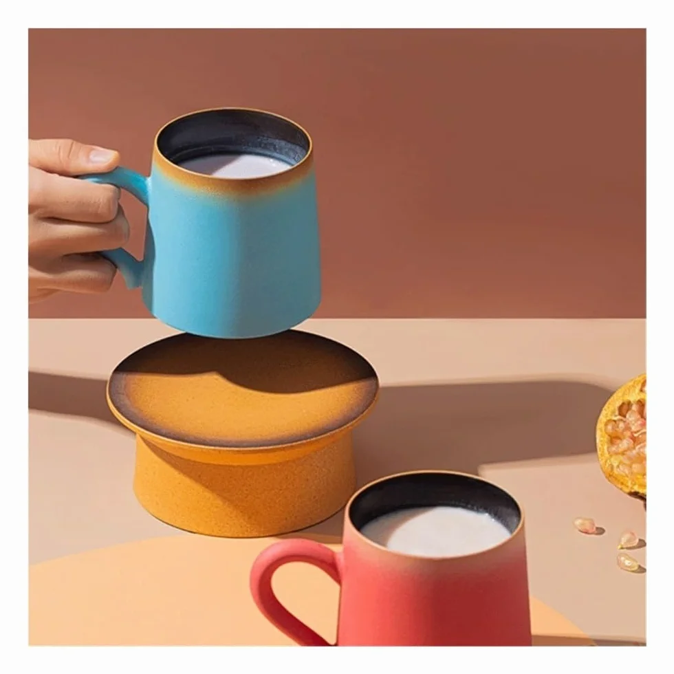 Ceramiczny kubek do kawy Zestaw kubków do kawy Mirror Lake Blue, 1 sztuka, matowa ceramika, pojemność 11,16 uncji, mleka biurowego Filiżanki kawy