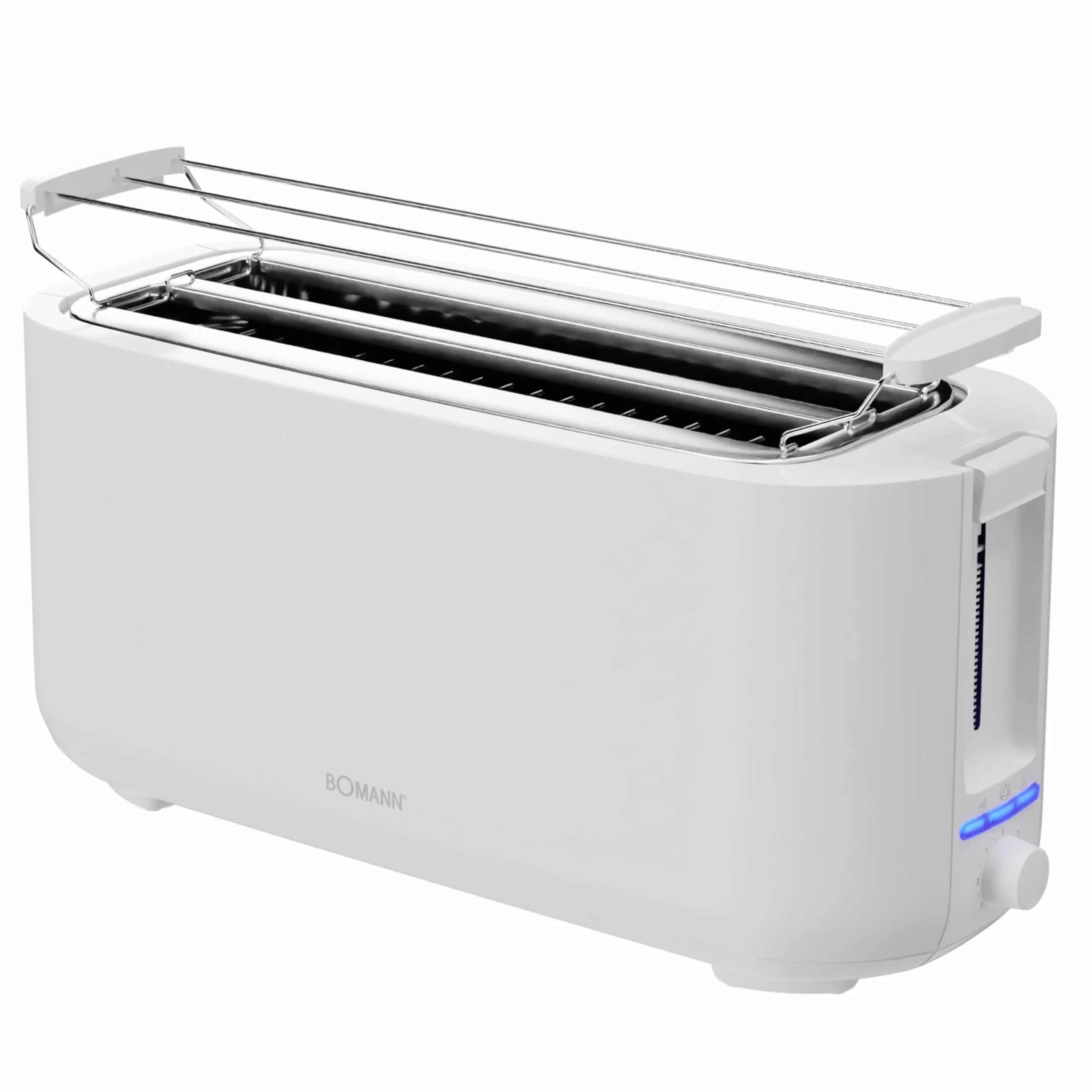 Bomann, Grille-Pain compact 2 tranches, Fonction Décongélation, Réchauffage, Arrêt rapide, Support pour petits pains, 1400W, TA6070CB, Blanc