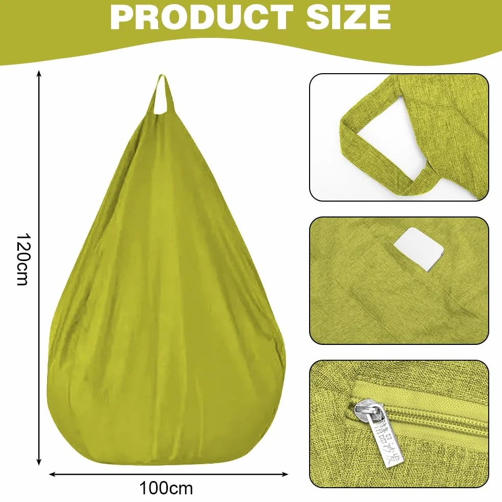 Gohytal Worek do siedzenia dla dzieci i dorosłych, 100 x 120 cm Worek do siedzenia dla dorosłych, Duży Gaming worek do siedzenia XL Bean Bag Chair, tylko pokrowiec bez wypełnienia, Fotel worek do
