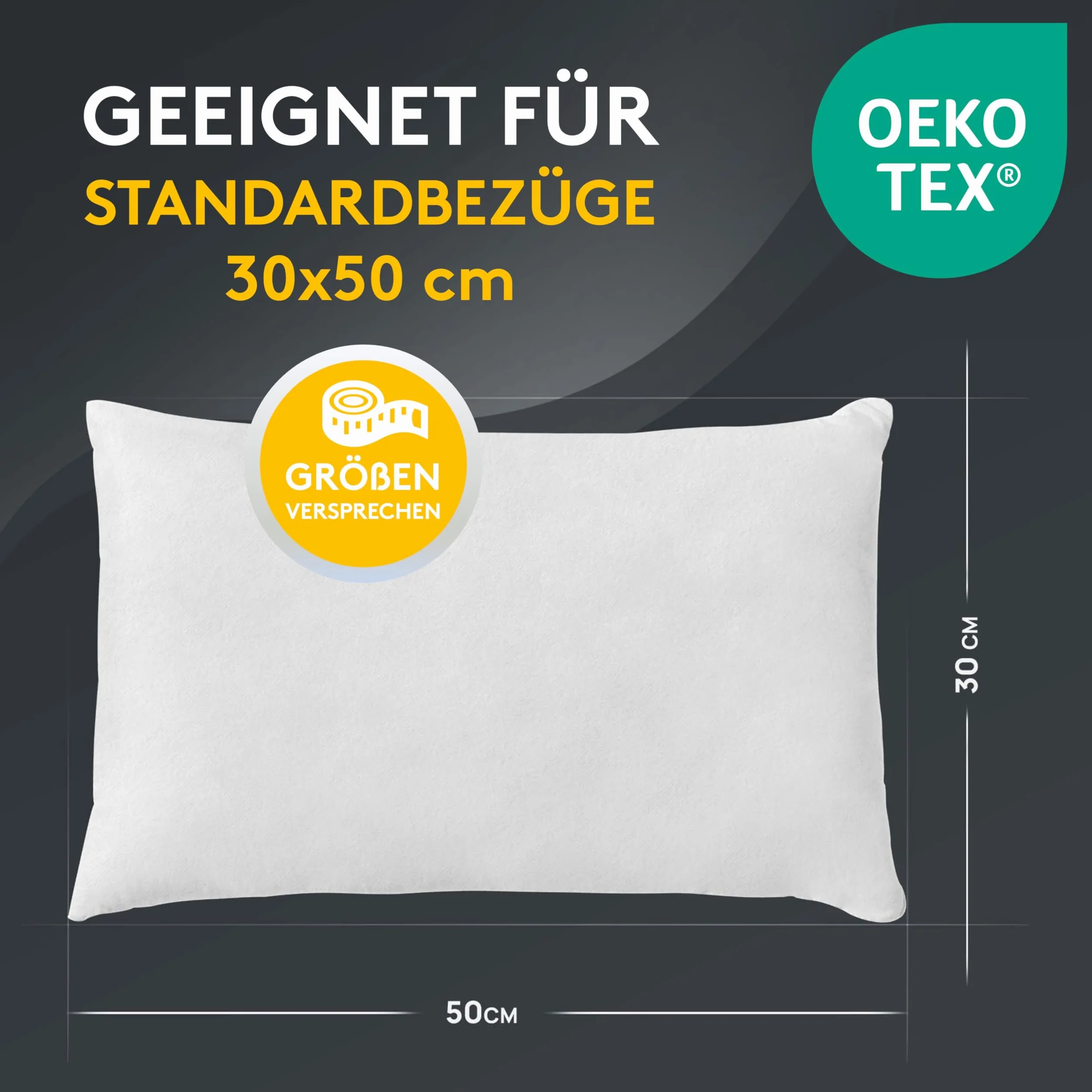 LILENO HOME Zestaw 1 wypełnienia poduszki 30x50 cm - Wewnętrzna poduszka prana w 40°C, odpowiednia dla alergików - Poduszka z poliestru jako poduszka na kanapę, sofę, poduszka na głowę