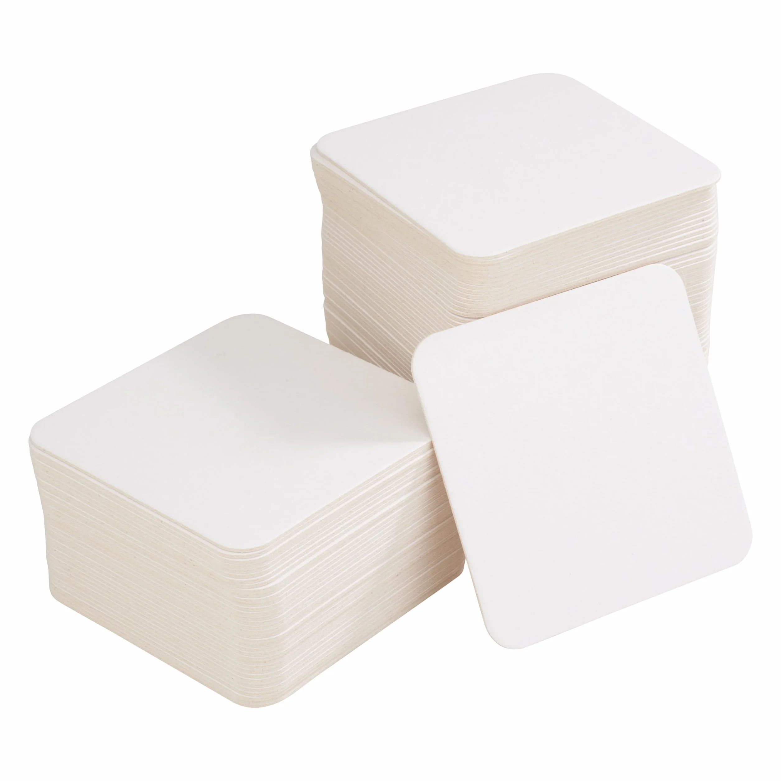 folia 2326 - puste pokrywki do piwa, filcowe piwo, prostokątne, 9,3 x 9,3 cm, 100 sztuk – bez nadruku do samodzielnego ozdobienia