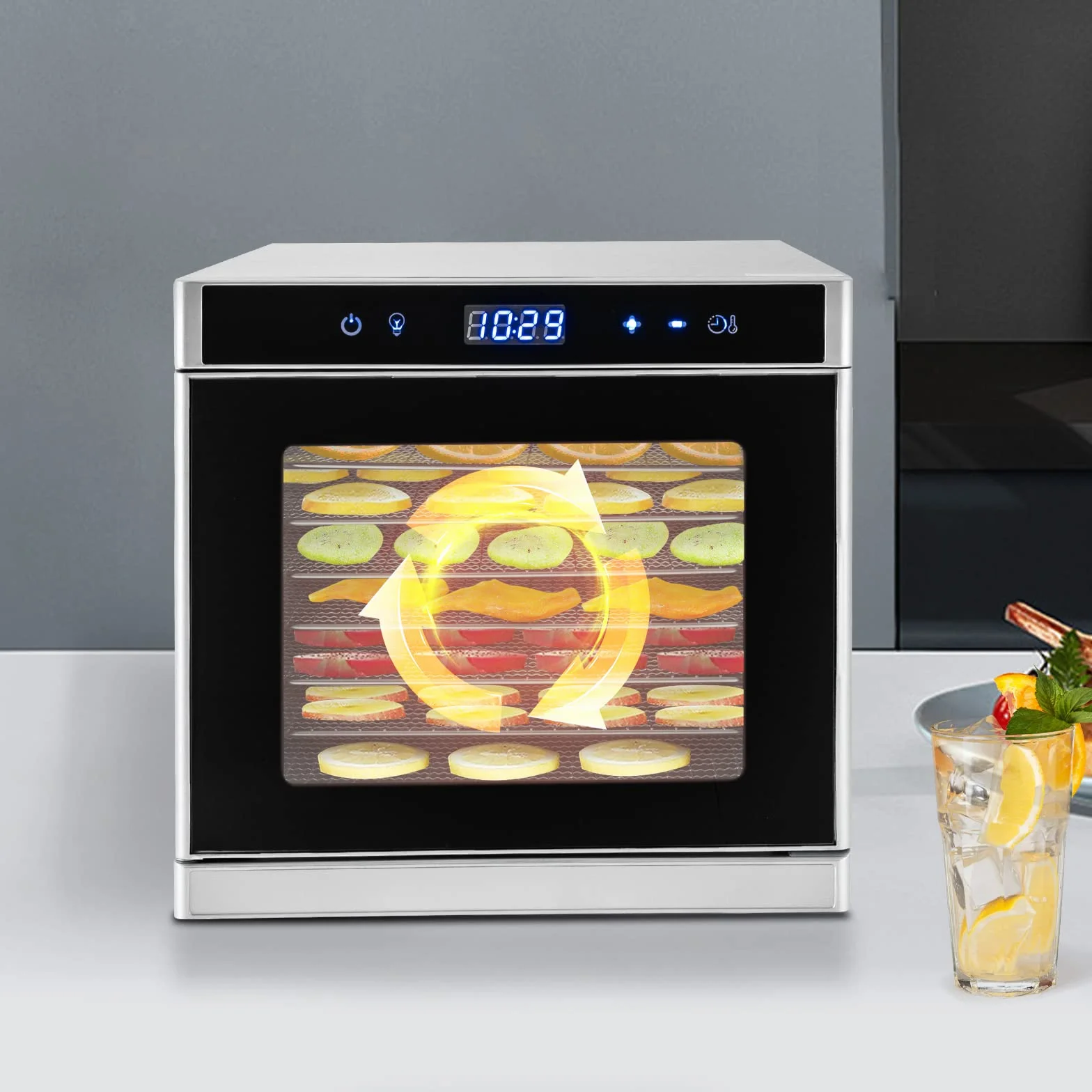 8-poziomowa suszarka do owoców, suszarka, warzyw, mięsa, timer, do żywności z tacami, do suszenia warzyw, owoców itp. 35-75℃ 700 W