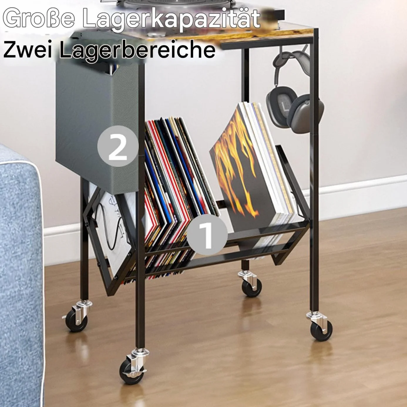 Na Płyty Winylowe Dwupoziomowy do Przechowywania i Organizacji Kolekcji | Półka Ekspozycyjna na Albumy Muzyczne Do Sypialni Salonu Biura Mieszkania Studio