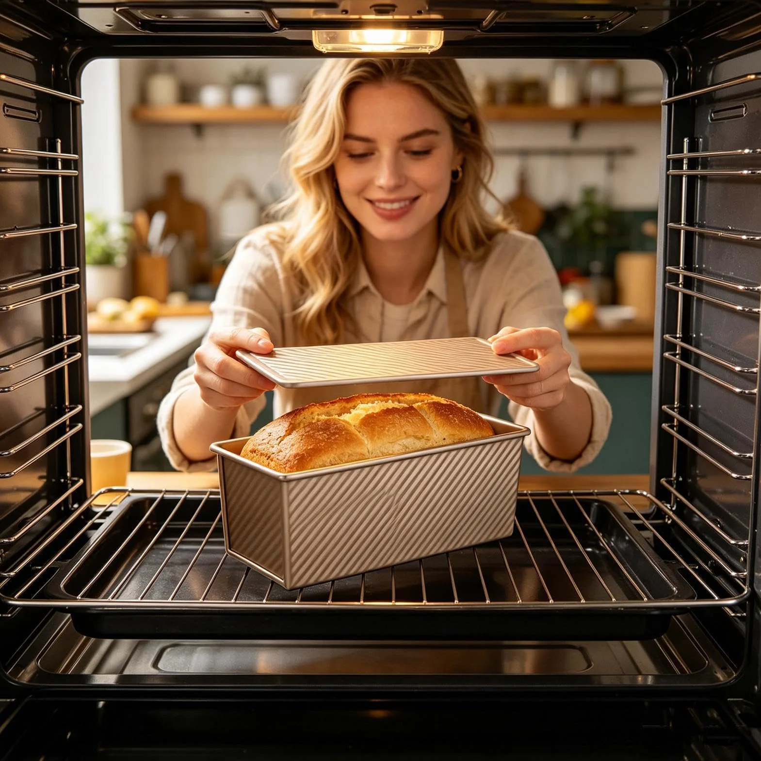 Corrugated Bread Pan with Cover, Carbon Steel Non-Stick Loaf Tin, Professional Sandwich Baking Pan, Heavy Duty Loaf Maker, Kitchen Baking Use