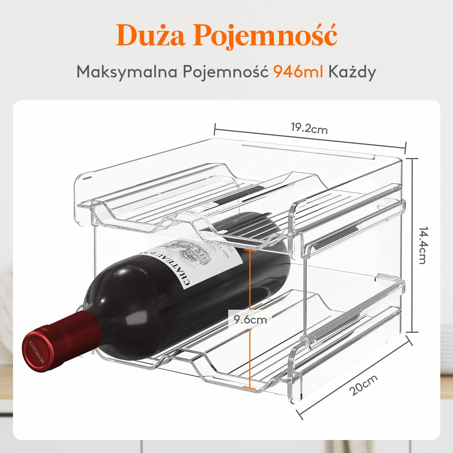 Lifewit Plastikowy stojak na wino do układania w stosy do lodówki, szafki, blatu, uchwytu na butelkę wina, organizera do przechowywania butelek wody, mieszczącego 12 butelek