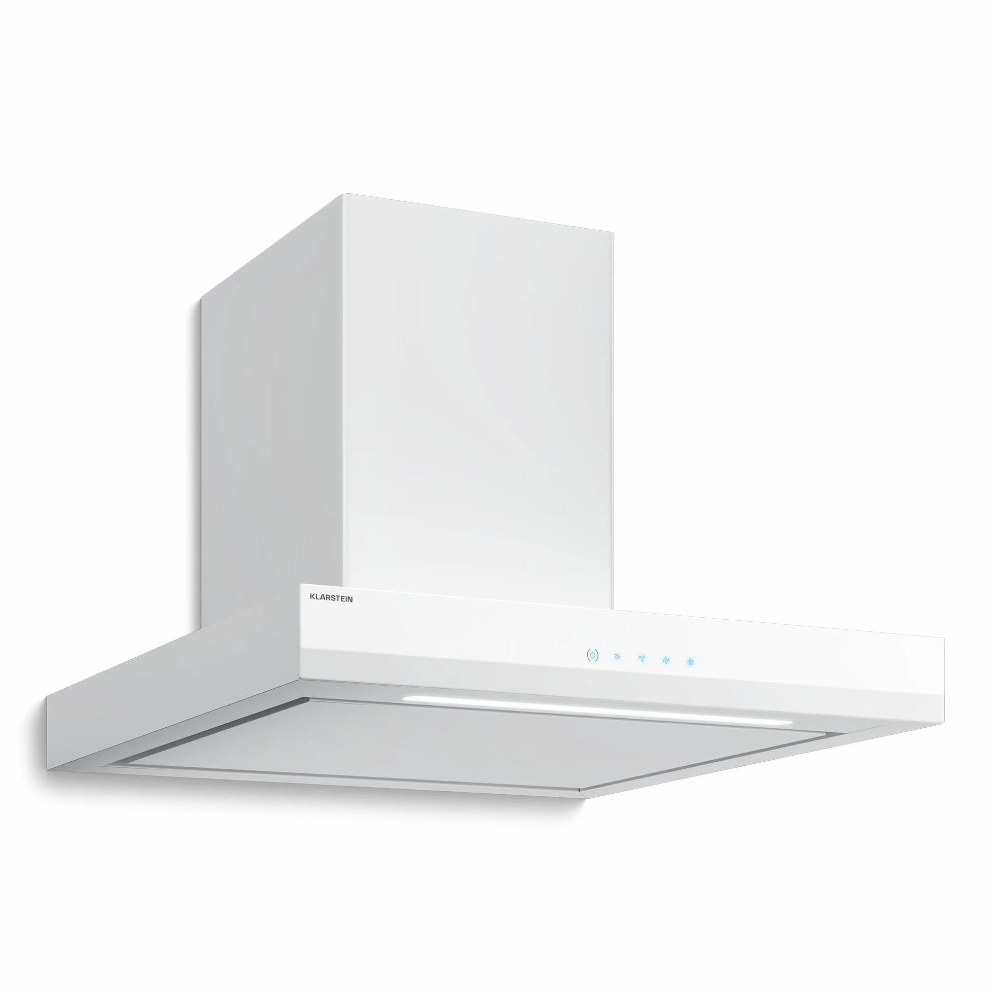 Okap ścienny Klarstein Velaire 60 cm - 600 m³/h, efektywność energetyczna A++, sterowanie dotykowe, dioda LED, cichy, filtr aluminiowy i węglowy, biały