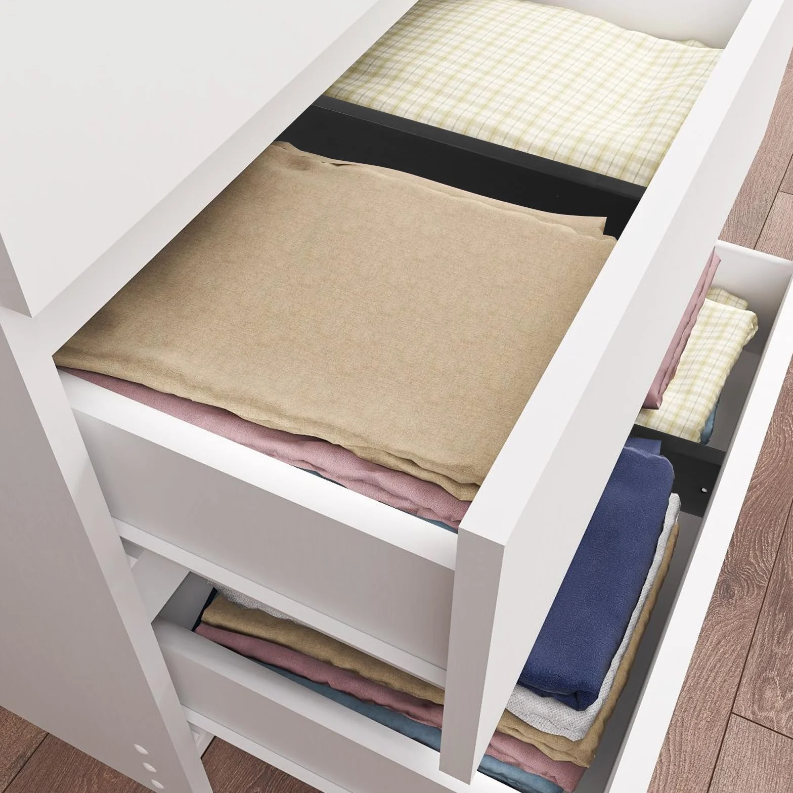 SINJEUN 6-częściowy zestaw separatorów do szuflad regulowane 43-56 cm bambusowe organizer