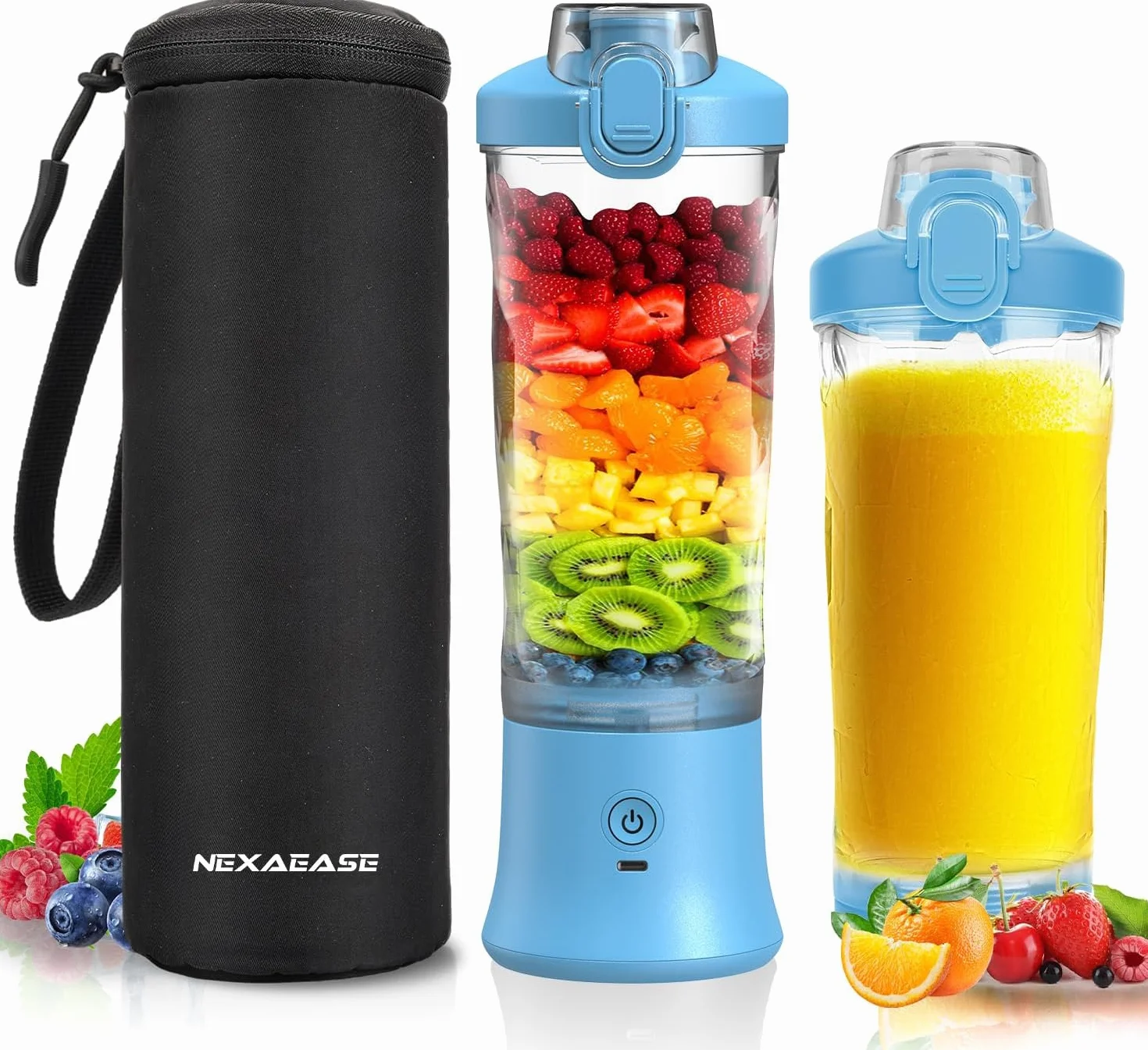 Przenośny blender osobista sokowirówka z izolowanym rękawem do koktajli i smoothie, 600 ml, mini blender z pokrywką podróżną, ładowany przez USB, elektryczny shaker proteinowy do kuchni, podróży