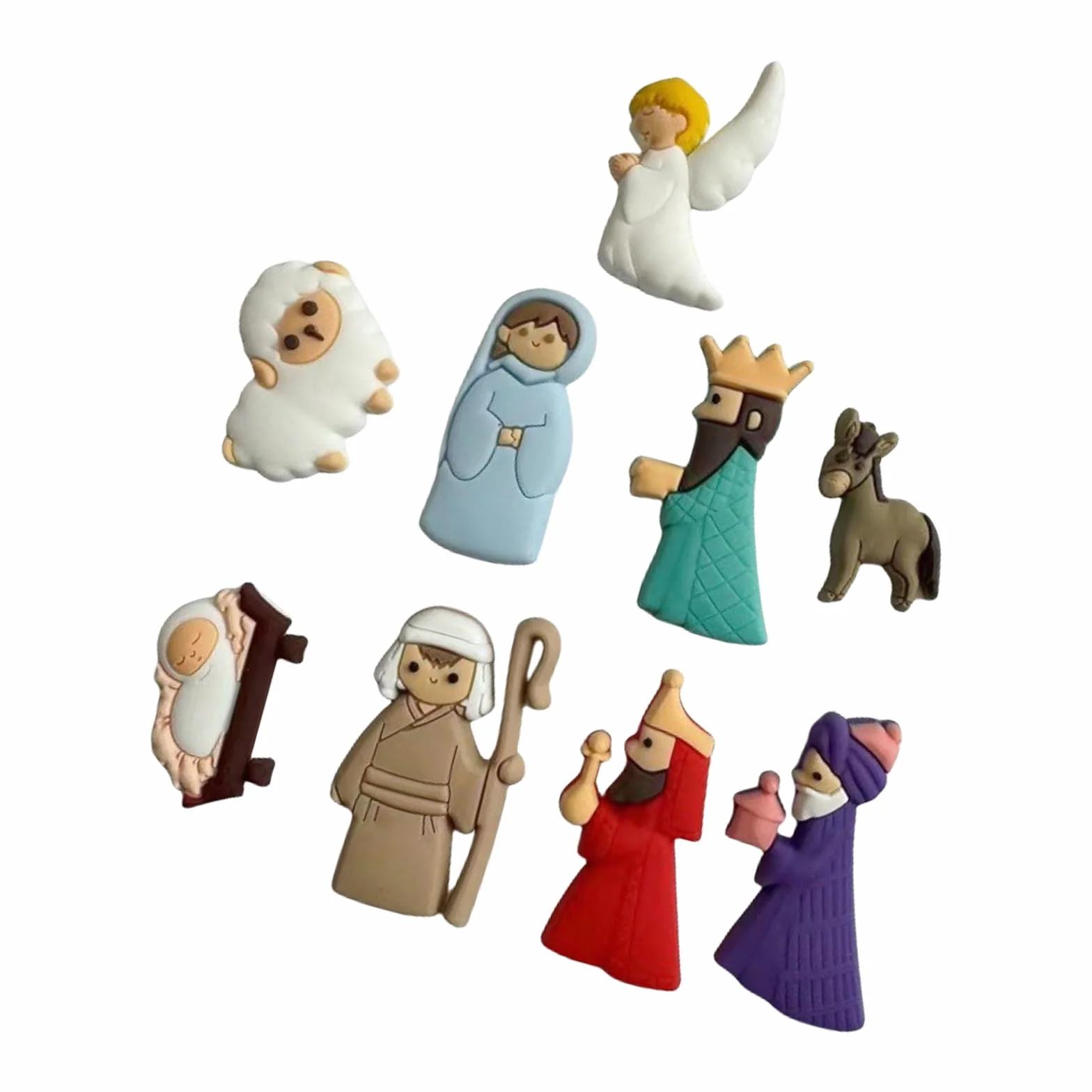 Łatki do szopki bożonarodzeniowej z PVC, miniaturowe figurki, ozdoby świąteczne, zawieszki, zestaw 9 sztuk