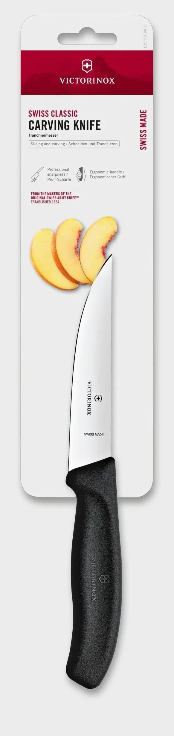Victorinox Swiss Classic nóż do krojenia mięsa, 12 cm, ergonomiczny uchwyt, wąskie ostrze, czarny