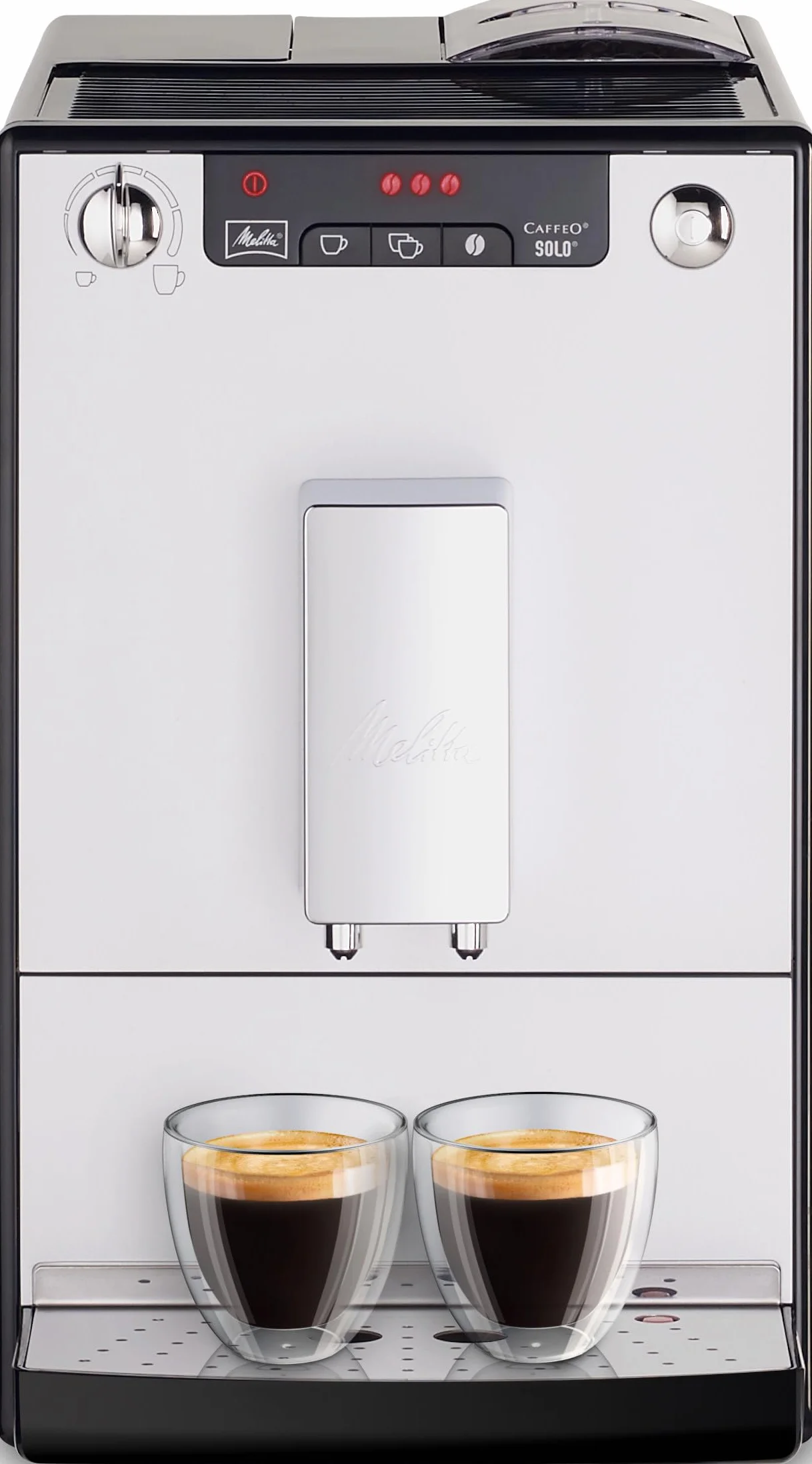 Melitta Caffeo Solo & Milk E953-202, smukły automatyczny ekspres do kawy z dyszą do spieniania mleka, 1,2 l, srebrny