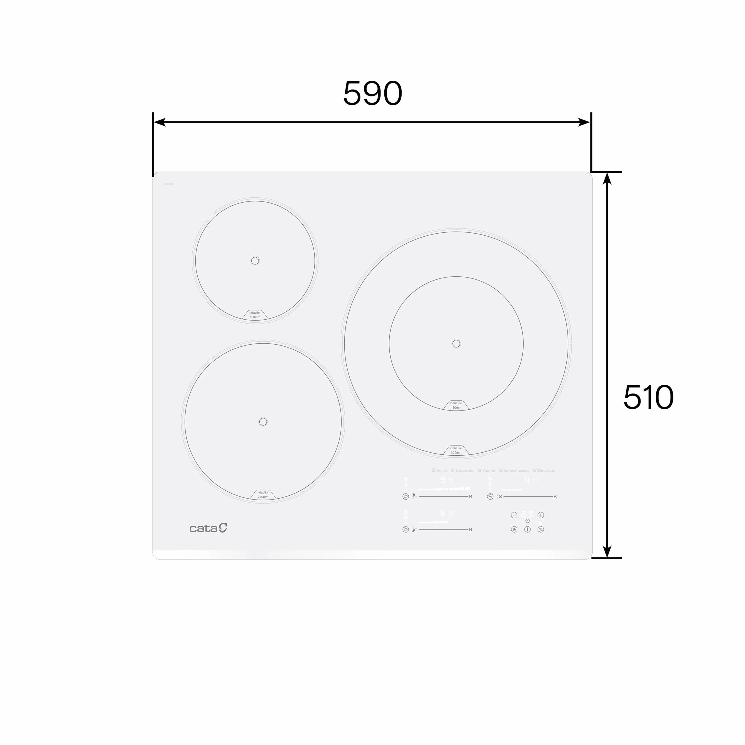 Degustacja | Płyta indukcyjna | Model INSB 6030 WH | 3 strefy gotowania | 9 poziomów mocy + Booster | Szerokość 60 cm