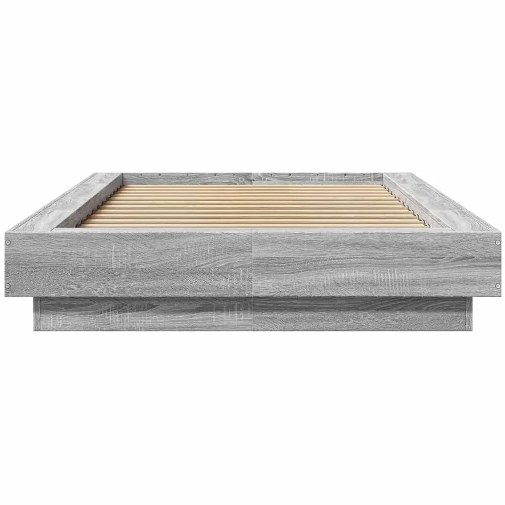 Hothingwell Rama łóżka 90x200 cm bez materaca Sonoma szara | Trwałe drewno inżynieryjne, listwy z płyty, nowoczesny design, do sypialni