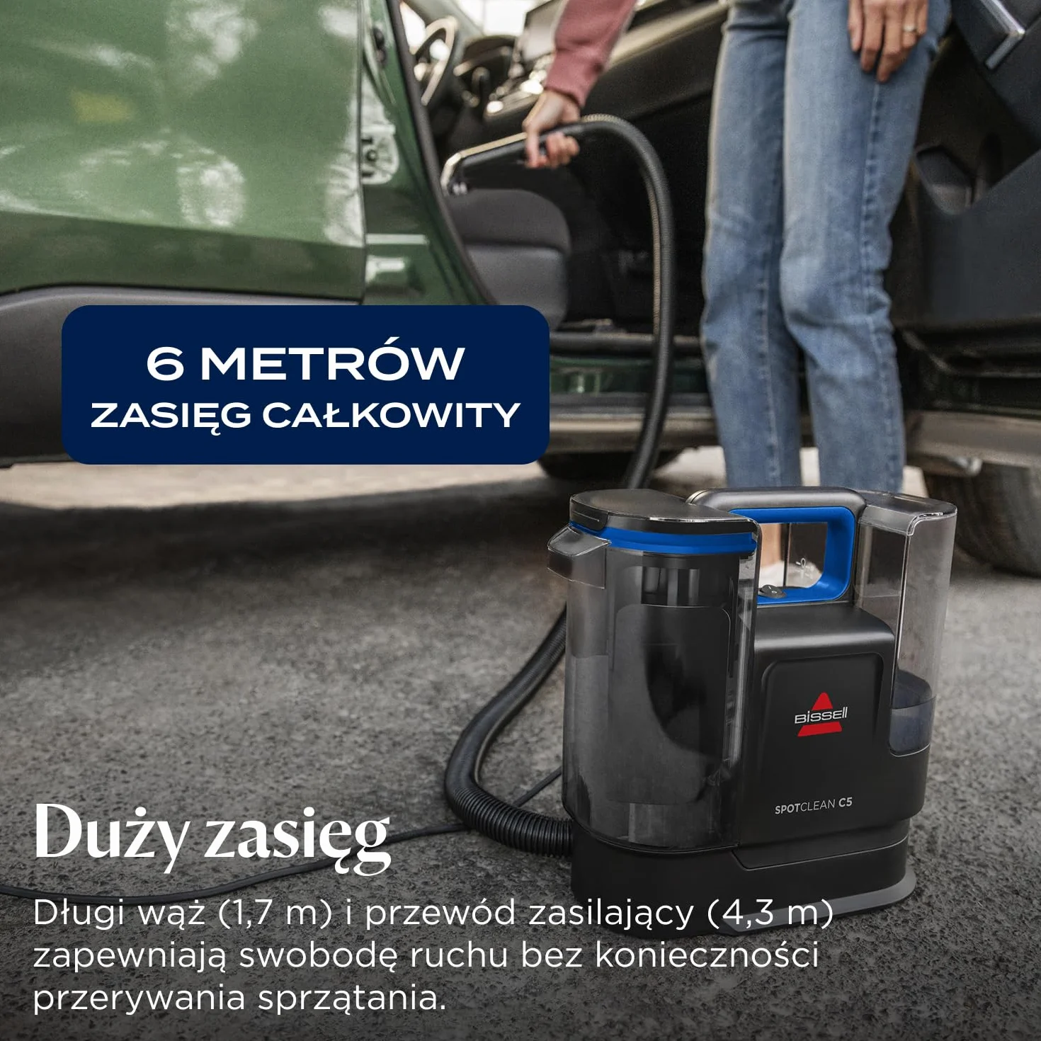 BISSELL SpotClean C5, Odkurzacz Piorący do Tapicerki, Odkurzacz do Dywanów z Systemem Triple Action, Lekka Odkurzacz do Prania Dywanów, Tapicerki, Samochodów, Kanapy i Innych, Mocny Silnik 400W, 3861N