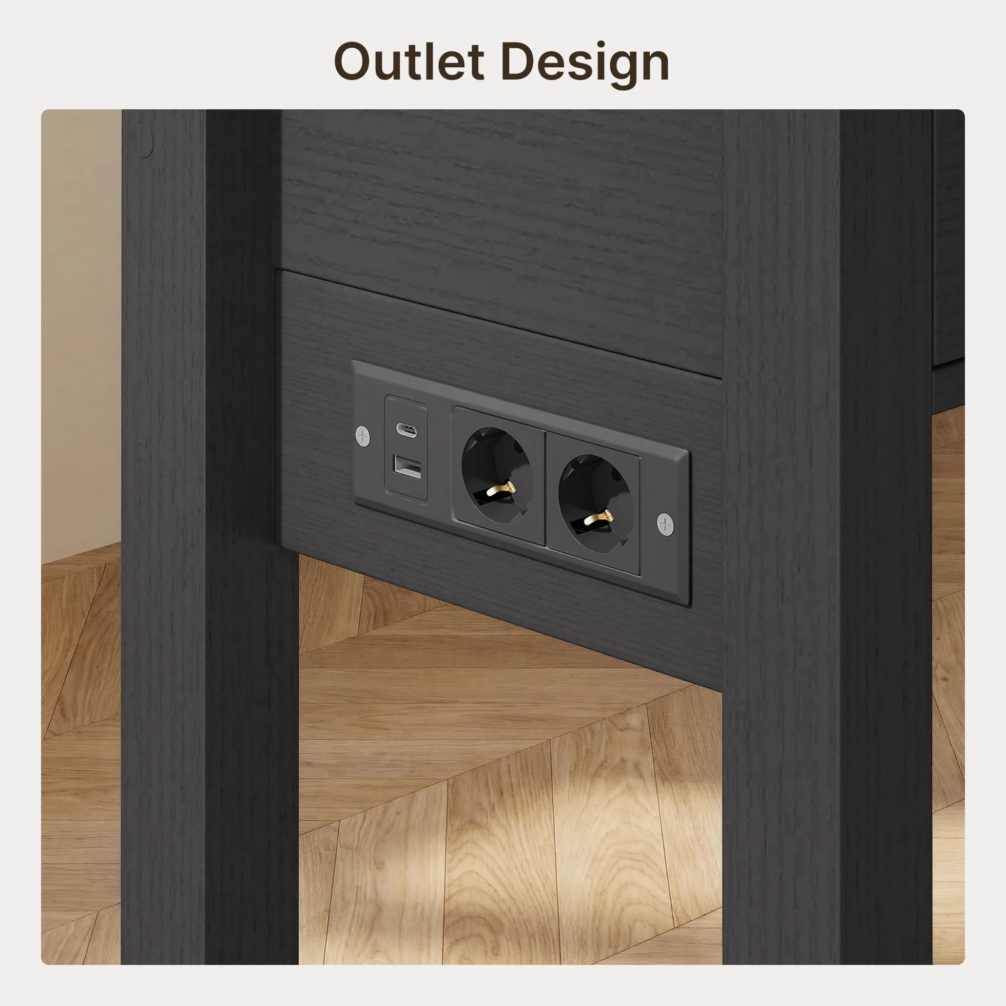Xbro Wąska konsola z gniazdem elektrycznym, stolik do przedpokoju z 3 szufladami i półką, stolik konsolowy z portami USB, do przedpokoju, salonu i kuchni, 130 × 30 × 80 cm, Czarny