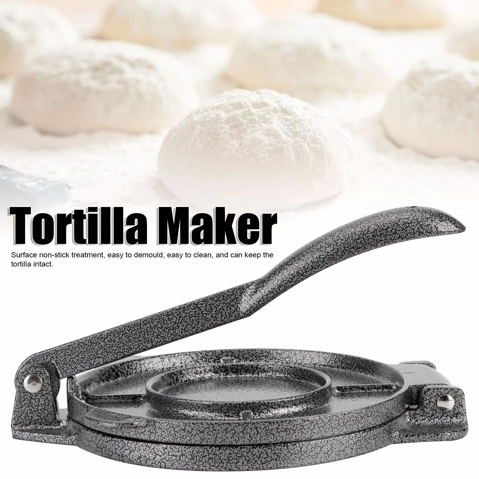 Prasa do tortilli, prasa do tortilli 6,5 cala, Heavy Duty, prasa do taco, roti Maker, żeliwna prasa do tortilli, pre-sezoned prasa do mąki kukurydzianej, narzędzia do wyciskania ciasta, akcesoria