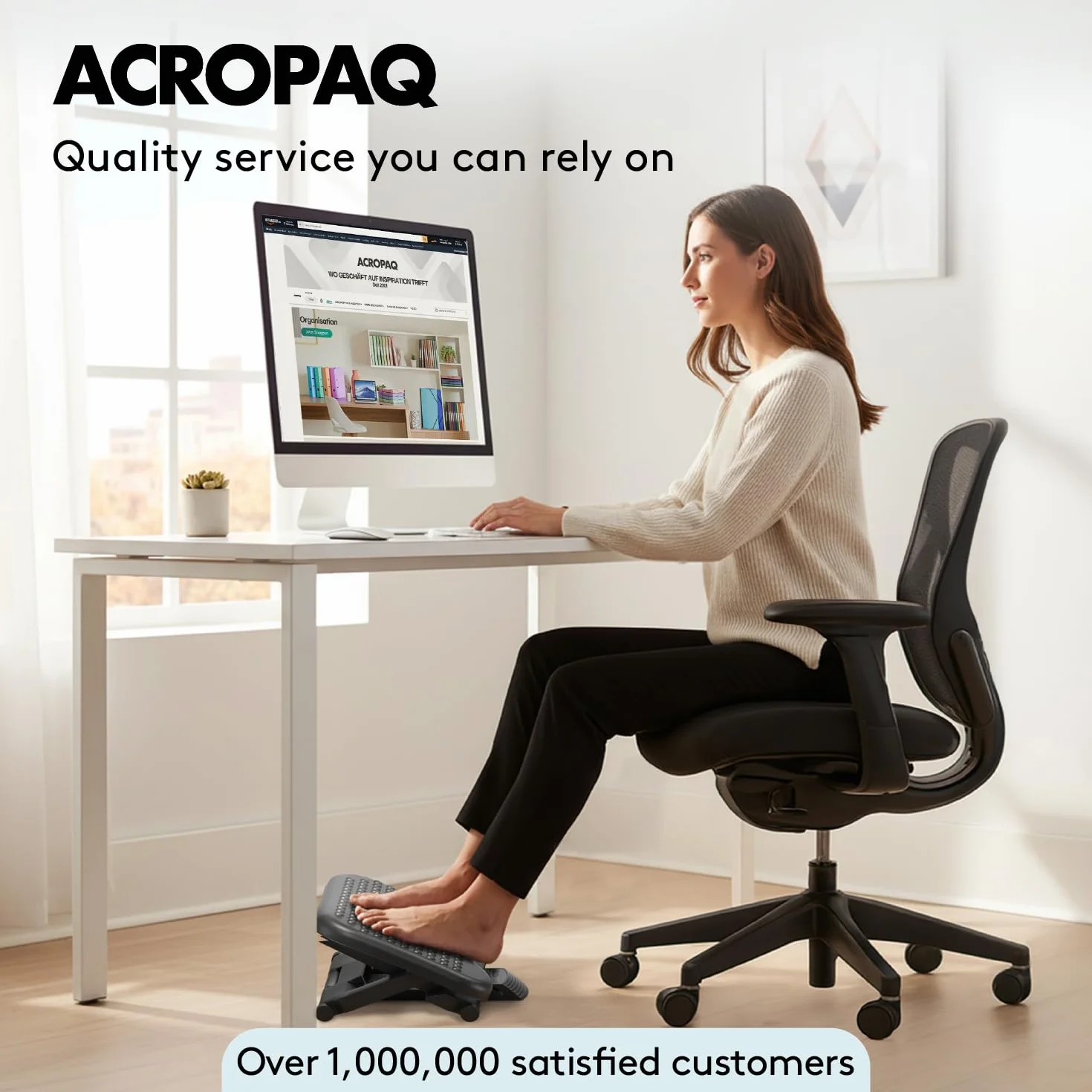 ACROPAQ - Podnóżek biurkowy - Antypoślizgowy, 3 regulowane wysokości, nachylenie od -30 do +30 stopni - Ergonomiczny podnóżek, podnóżek - Szary