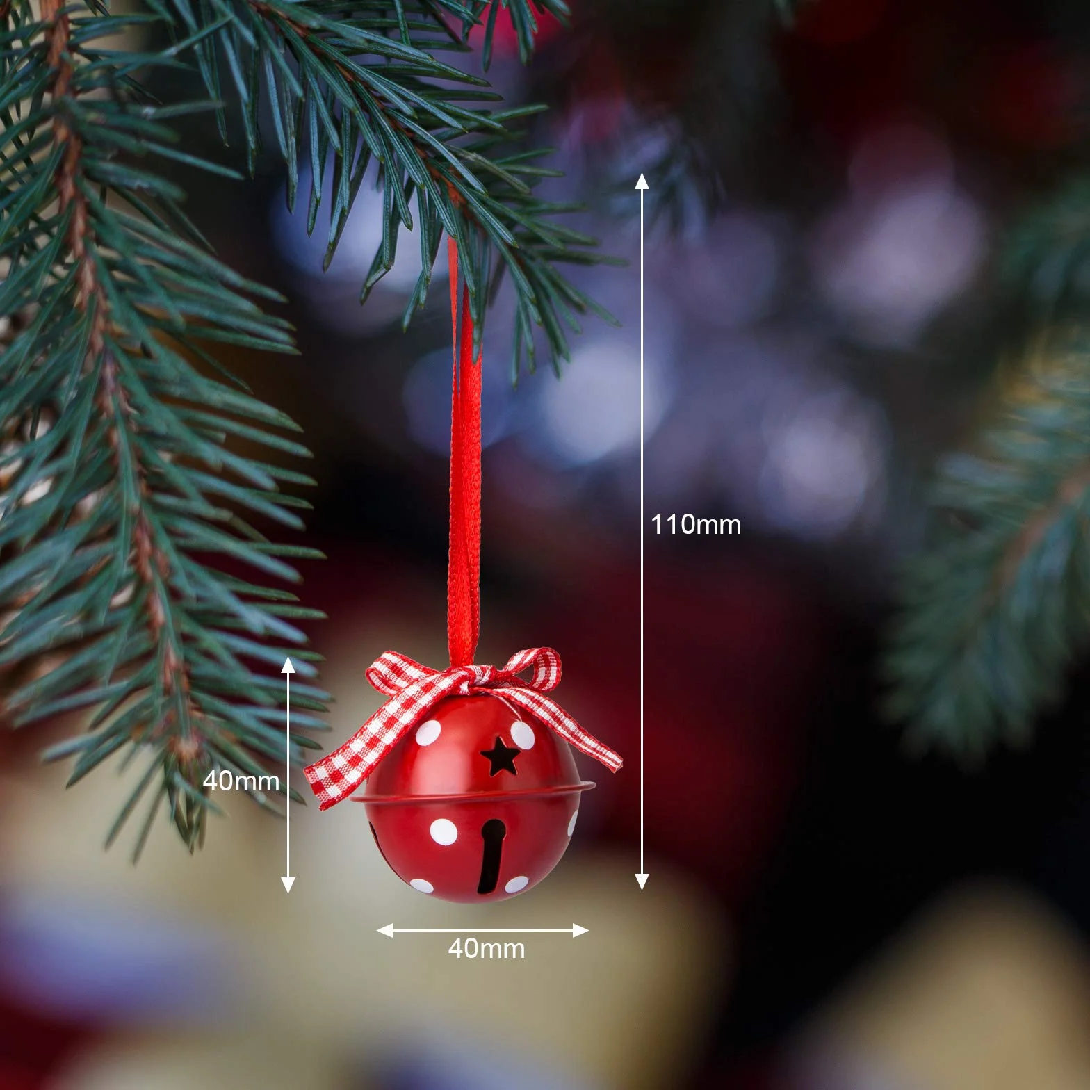 Naler 12 sztuk dzwoneczków na choinkę czerwone białe dzwoneczki na Boże Narodzenie dekoracja choinki - 4 cm