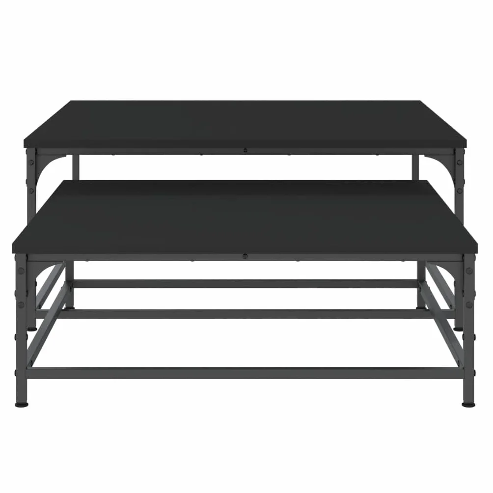 Homgoday Stoły kawowe 2 sztuki inżynieria drewno czarny, konsola pomocnicza stolik do salonu stolik kawowy herbata kawa sofa salon meble meble stoliki kawowe meble