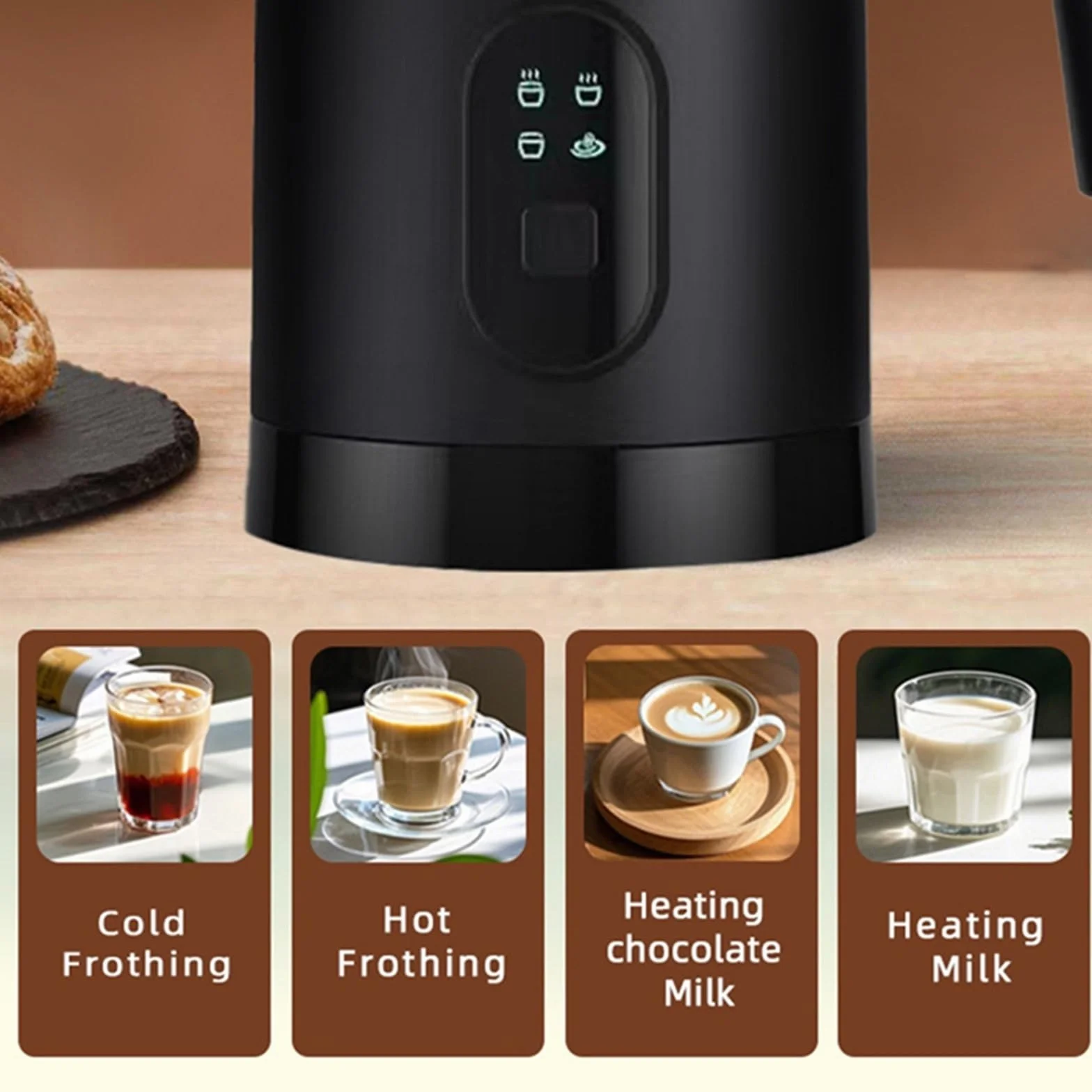 Automatyczny spieniacz do mleka 4 w 1 elektryczny spieniacz do mleka spieniacz na gorąco i na zimno szybkie spienianie podgrzewacz do mleka do kawy, latte, cappuccino, matcha, macchiato 350 ml