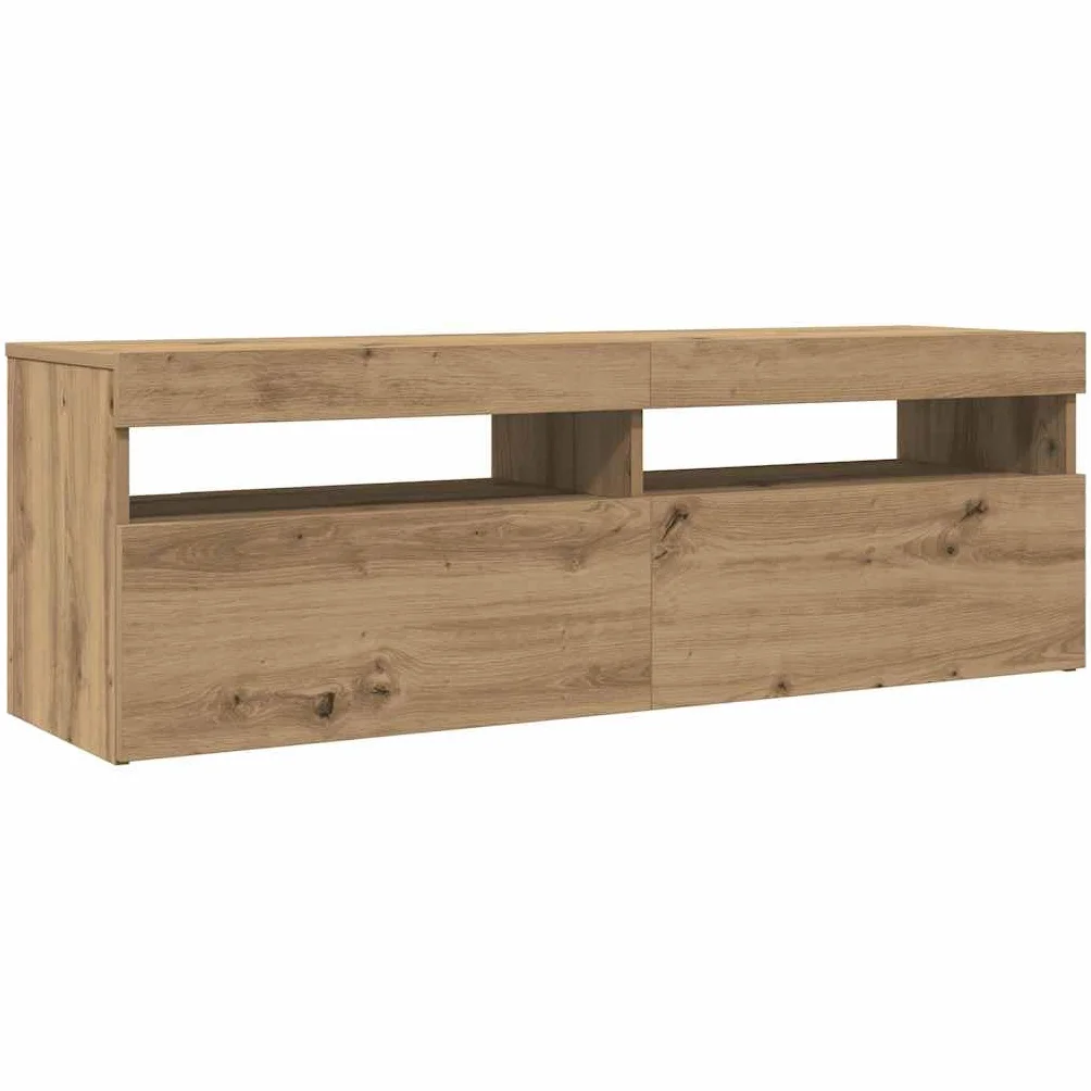 vidaXL Szafka pod TV z oświetleniem LED, dąb artisan, 120x35x40 cm