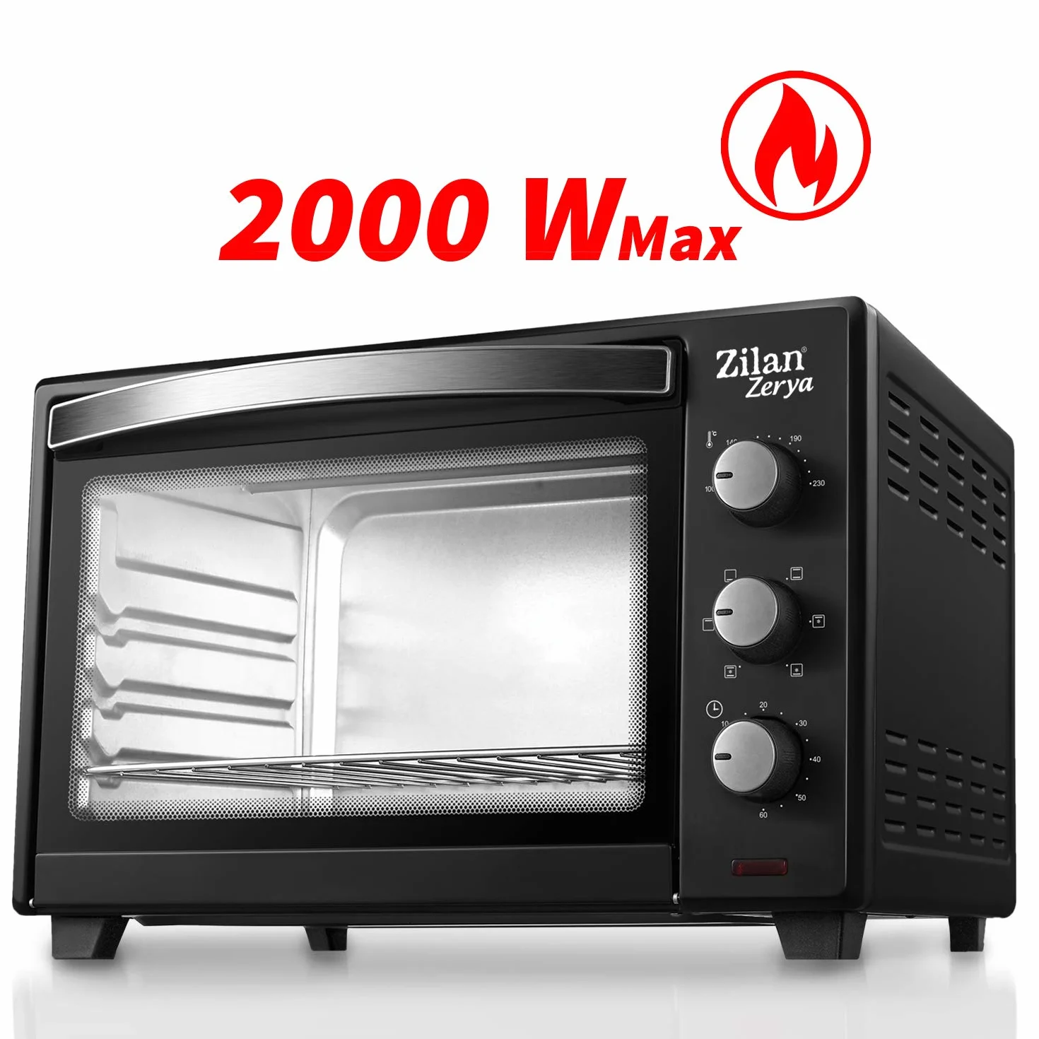 Zilan, elektryczny piec konwekcyjny Zerya, wielofunkcyjny 45L, programowalny 230°, timer 60 min, automatyczne wyłączanie, 2000 W