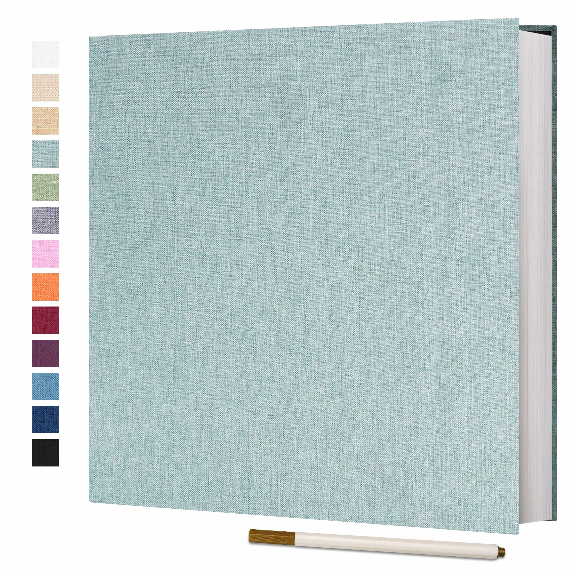 Vienrose Album fotograficzny Magnetyczny Scrapbooking 60 stron lniany w twardej oprawie 35,5 x 33,5 cm z metalowym piórem na ślub dla, rodzinny, podróżny
