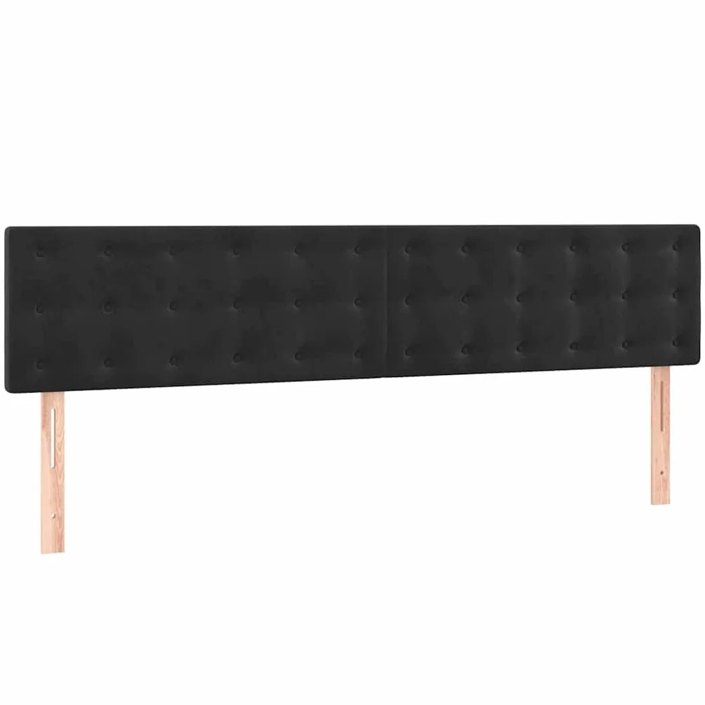 Łóżko kontynentalne z materacem, czarne, 200 x 200 cm, aksamitne łóżko tapicerowane z regulowanym zagłówkiem, rdzeniem ze sprężyn kieszeniowych i ochraniaczem na materac, łóżko rodzinne do