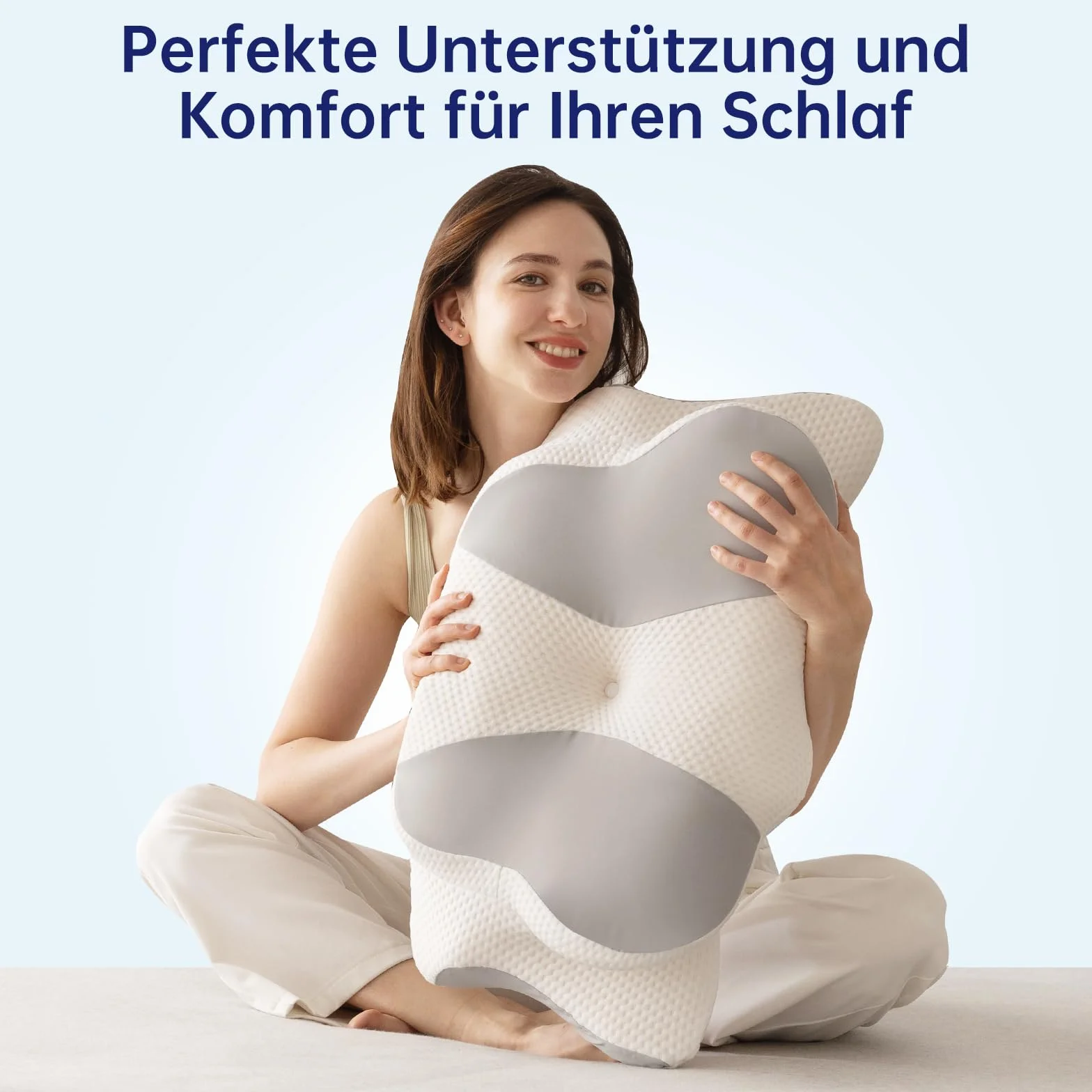 Poduszka Memory Foam Premium Hipoalergiczna Pianka Visco Elite z Wentylacją 3D, Certyfikat OEKO-TEX, Szara