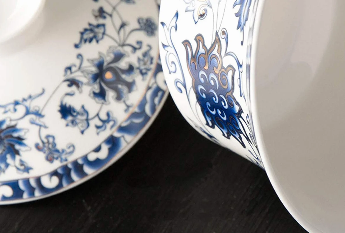 Tradycyjny zestaw do herbaty Gaiwan z pokrywką i spodkiem, filiżanka do herbaty Gongfu, porcelanowe filiżanki z motywem lotosu, 10 uncji
