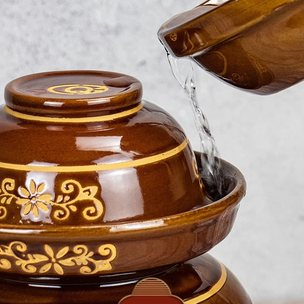 Naczynie do fermentacji, Tradycyjny chiński ceramiczny słoik do kiszenia z pokrywką uszczelką wodną, ​​duży, pogrubiony garnek kimchi(Blu,5KG)