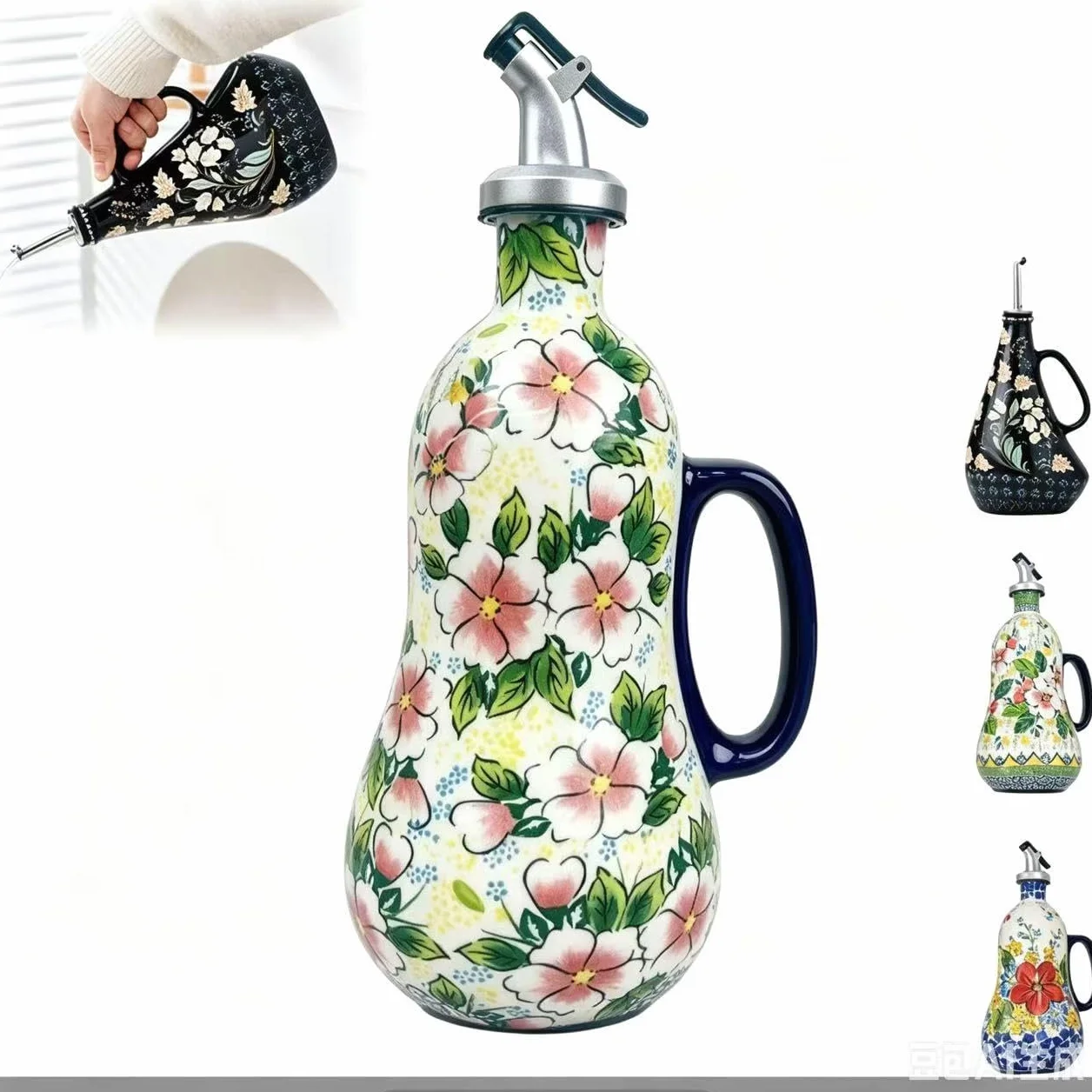 Butelka z dozownikiem oliwy z oliwek, niekapiąca wylewka, ceramiczny dozownik oleju i octu do kuchni, idealny do sosów i olejów