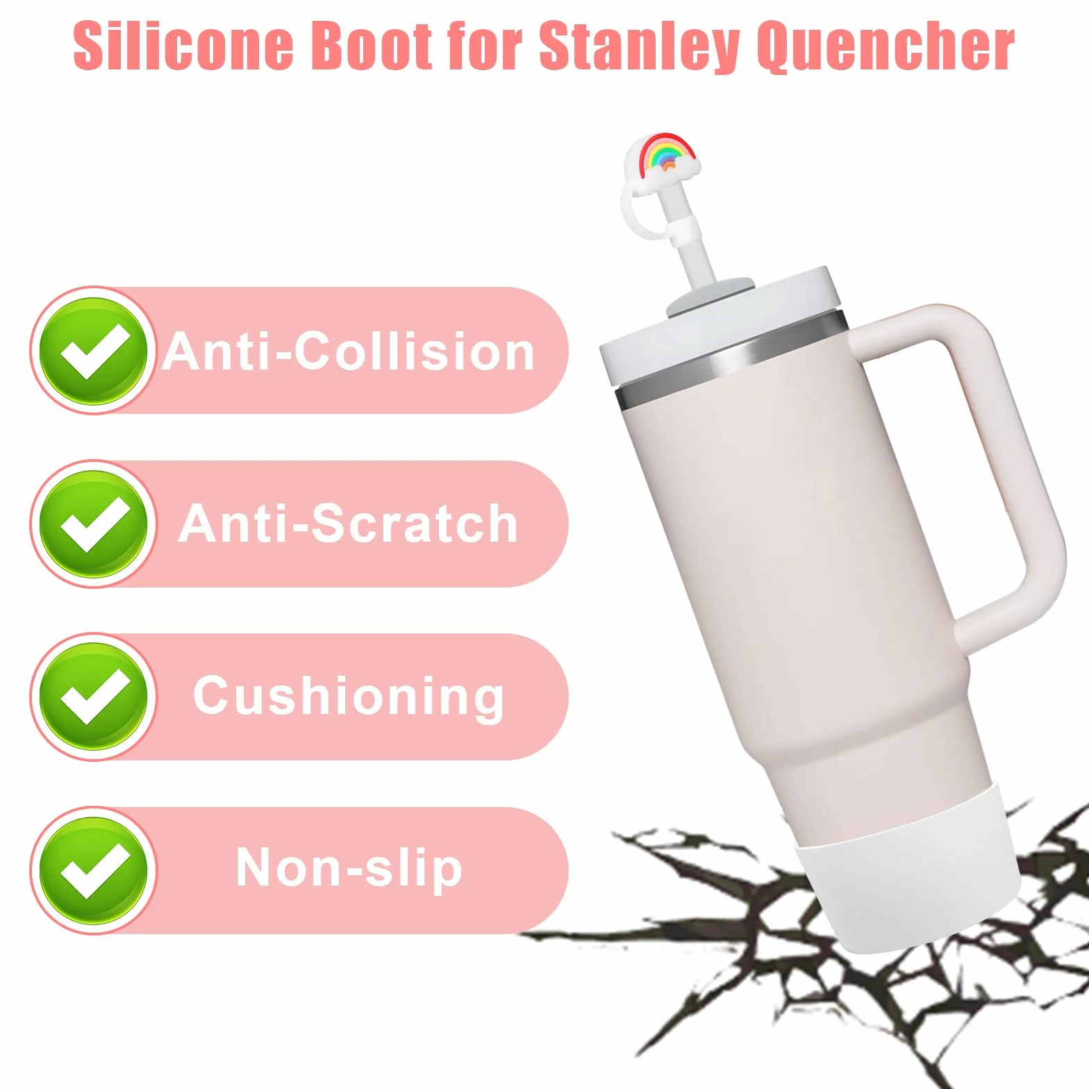GOTRUST 9pcs Akcesoria Do Kubka Stanley Zatyczki, Silikonowe Zatyczka Stanley Cup Accessories, Zatyczki Do Słomek Pyłoszczelne, Pokrywka ze Słomką Stanley
