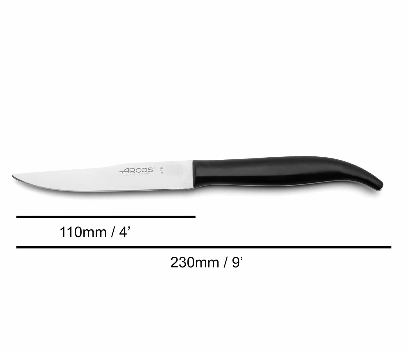 Arcos 372900 Noże - Stół do steków - Ostrze Nitrum Stal nierdzewna 110 mm (4,33 cala) - Uchwyt Nylon Czarny kolor, 18/8