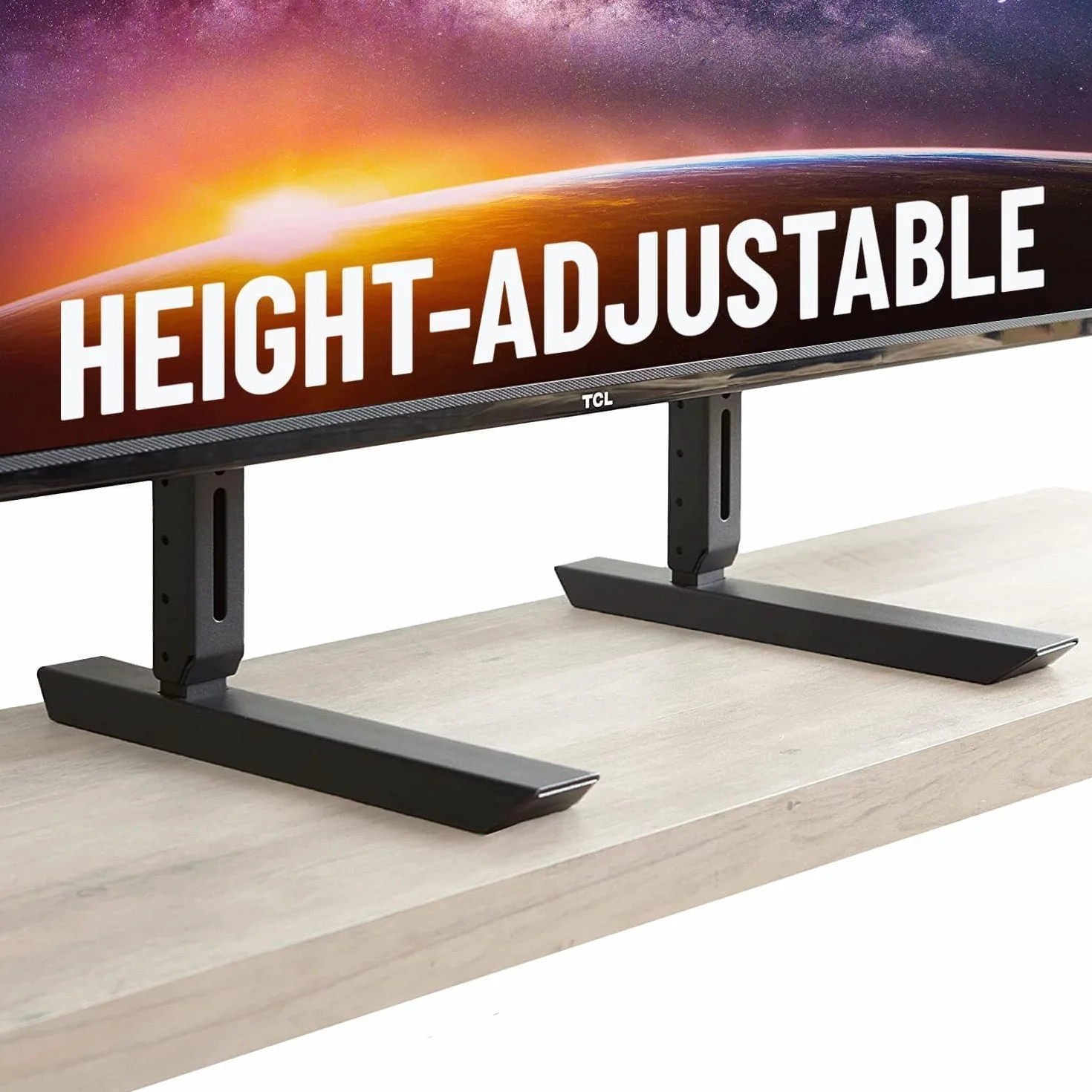 Echogear Uniwersalny duży stojak na telewizor – podstawa z regulacją wysokości do telewizorów do 195.6 cm – zapasowy stojak bez wahania działa z dowolnym telewizorem, w tym Vizio, TCL, Samsung i