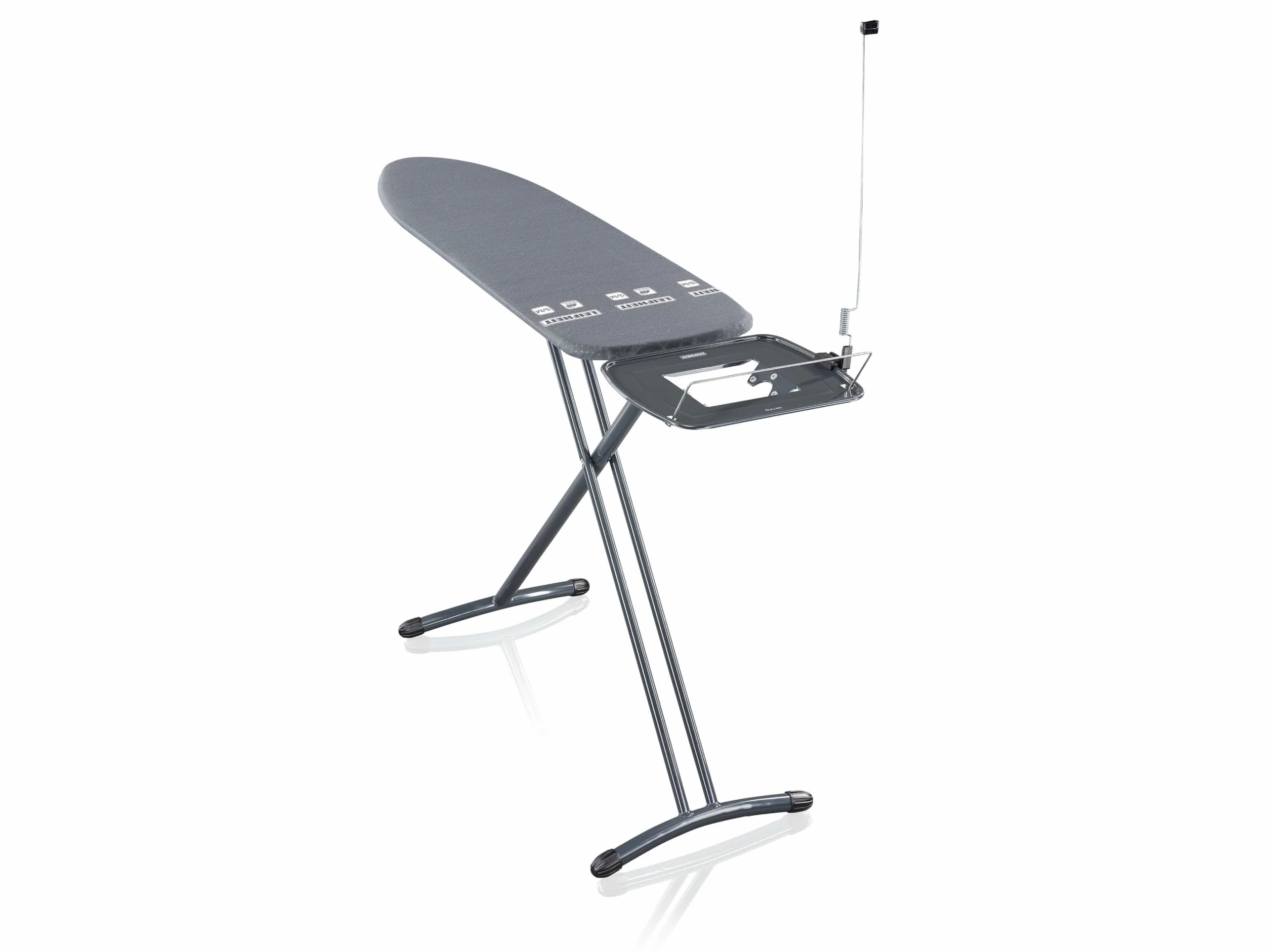 Leifheit Air Board Express M Black, stylowa deska do prasowania o wymiarach 120x38 cm, odpowiednia do stacji parowych, regulowana pod względem wysokości i zajmująca mało miejsca podczas przechowywania