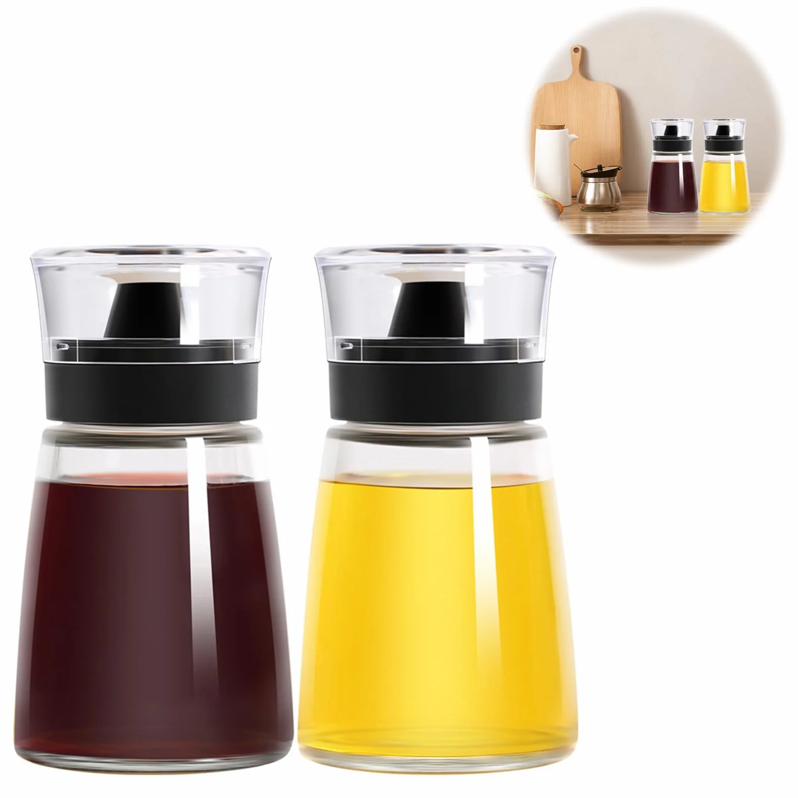 Szczelny dozownik oleju na kemping, 160 ml octu i oleju ze szkła, dobrze zamknięta, zestaw butelek na ocet i olej, akcesoria kempingowe, na piknik, do kuchni, 2 sztuki
