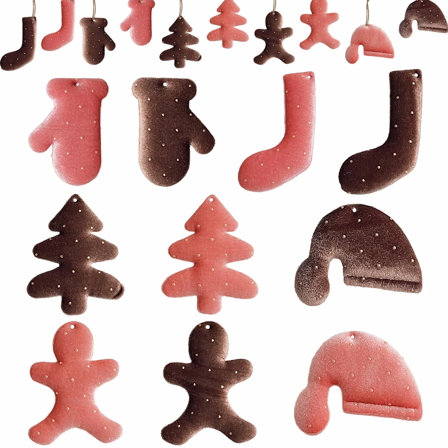Ozdoby choinkowe 10P, czerwono-brązowe, 8,9 cm, błyszcząca, wisząca ozdoba do samochodu, choinki, piernikowy człowiek, czapka Mikołaja, rękawiczki, świąteczne rękodzieło, dekoracje choinkowe