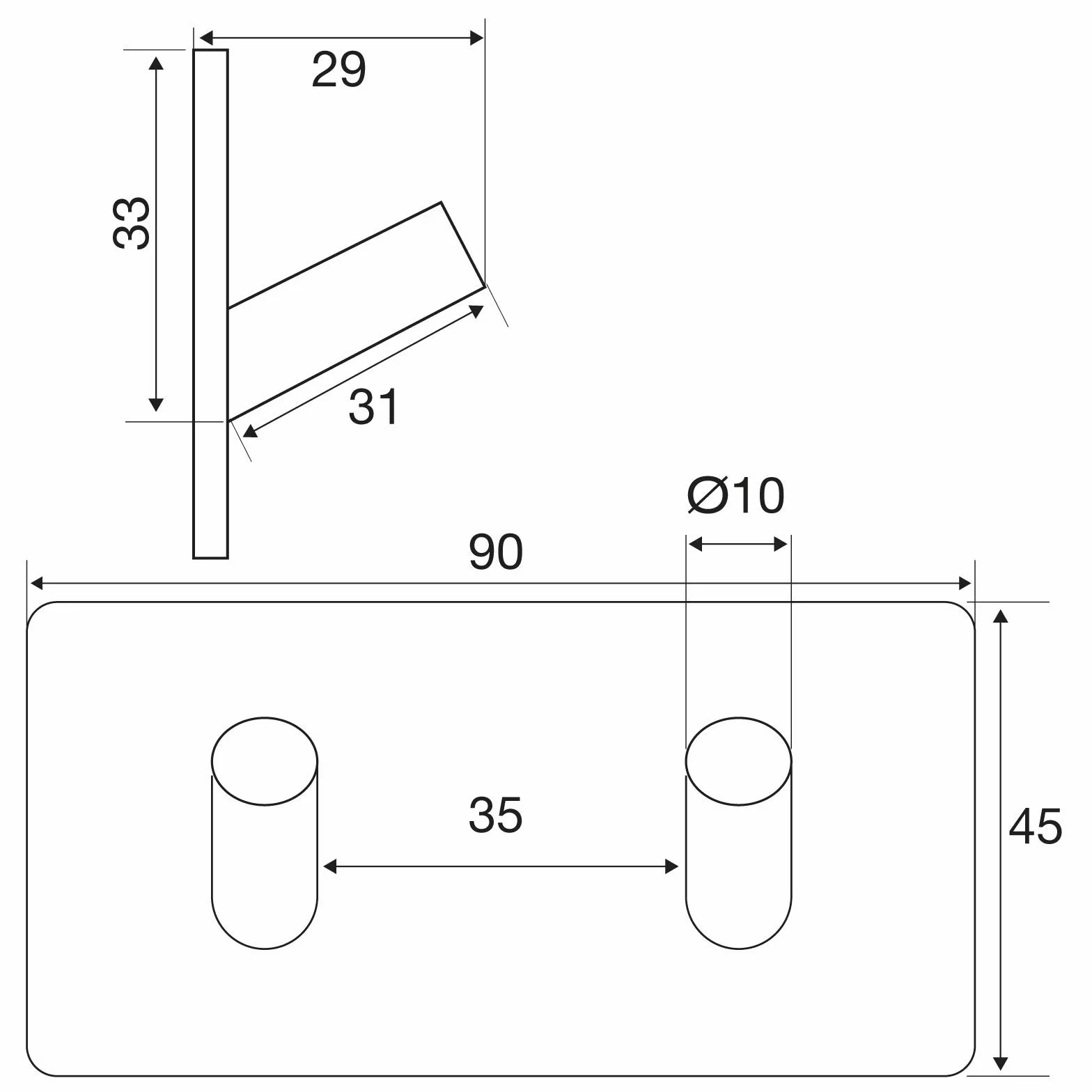 Haczyki naścienne ADRA 2-funkcyjne (podwójne) 90 x 45 x 29 mm, samoprzylepne, 3M, ze stali nierdzewnej, odporne na rdzę, do kuchni i łazienki, uchwyty na ręczniki od SO-TECH®