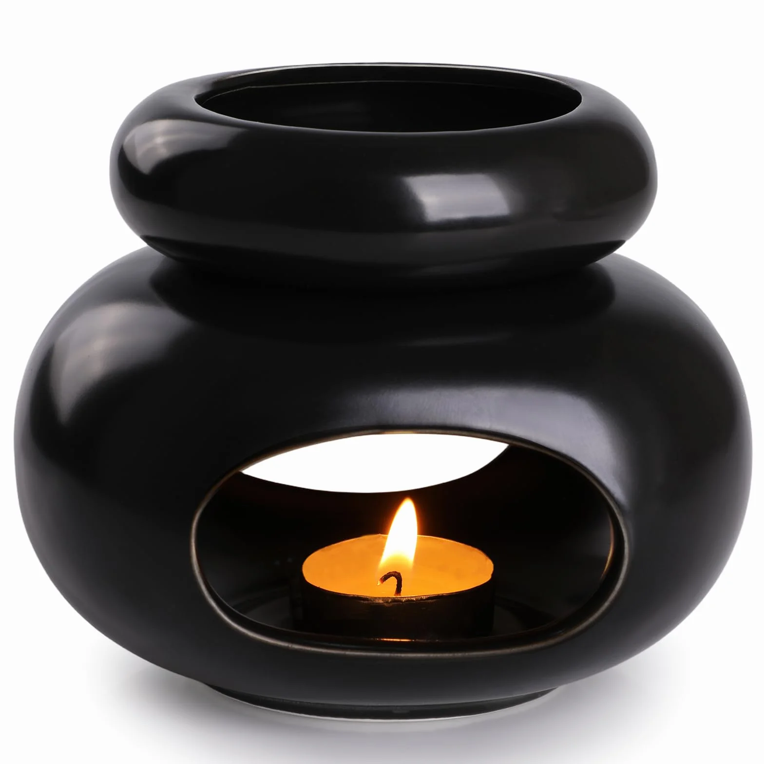 WD&CD Palnik do topienia wosku, ceramiczne palniki olejowe, dyfuzor zapachowy, aromaterapia, świecznik, dyfuzor zapachowy, dekoracja domu, sypialni, czarny