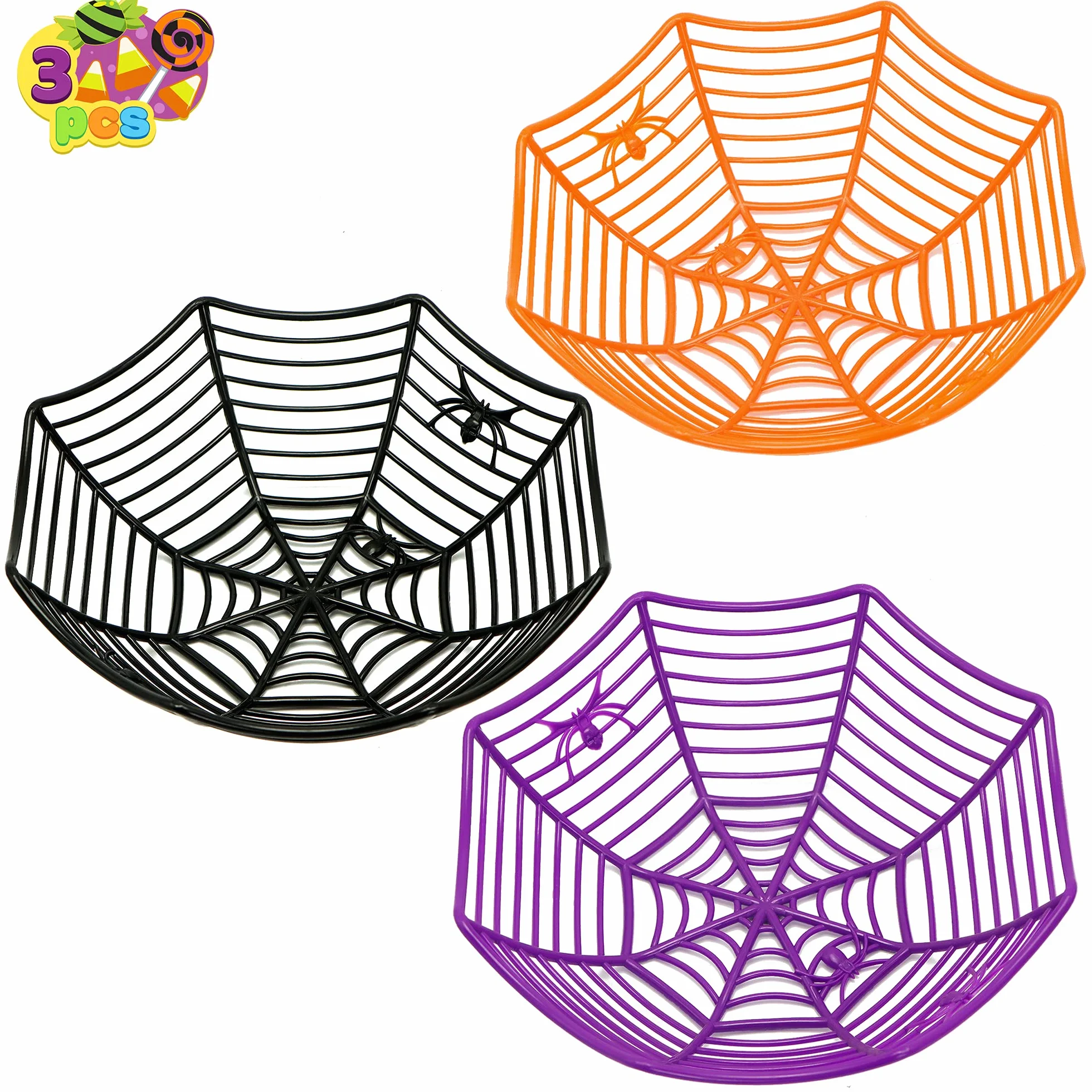 JOYIN Halloweenowa miska na cukierki pajęczyna cukierek albo psikus miska dekoracje na Halloween do wnętrz plastikowe naczynie na cukierki upominki na przyjęcie artykuły do nawiedzonego domu stół